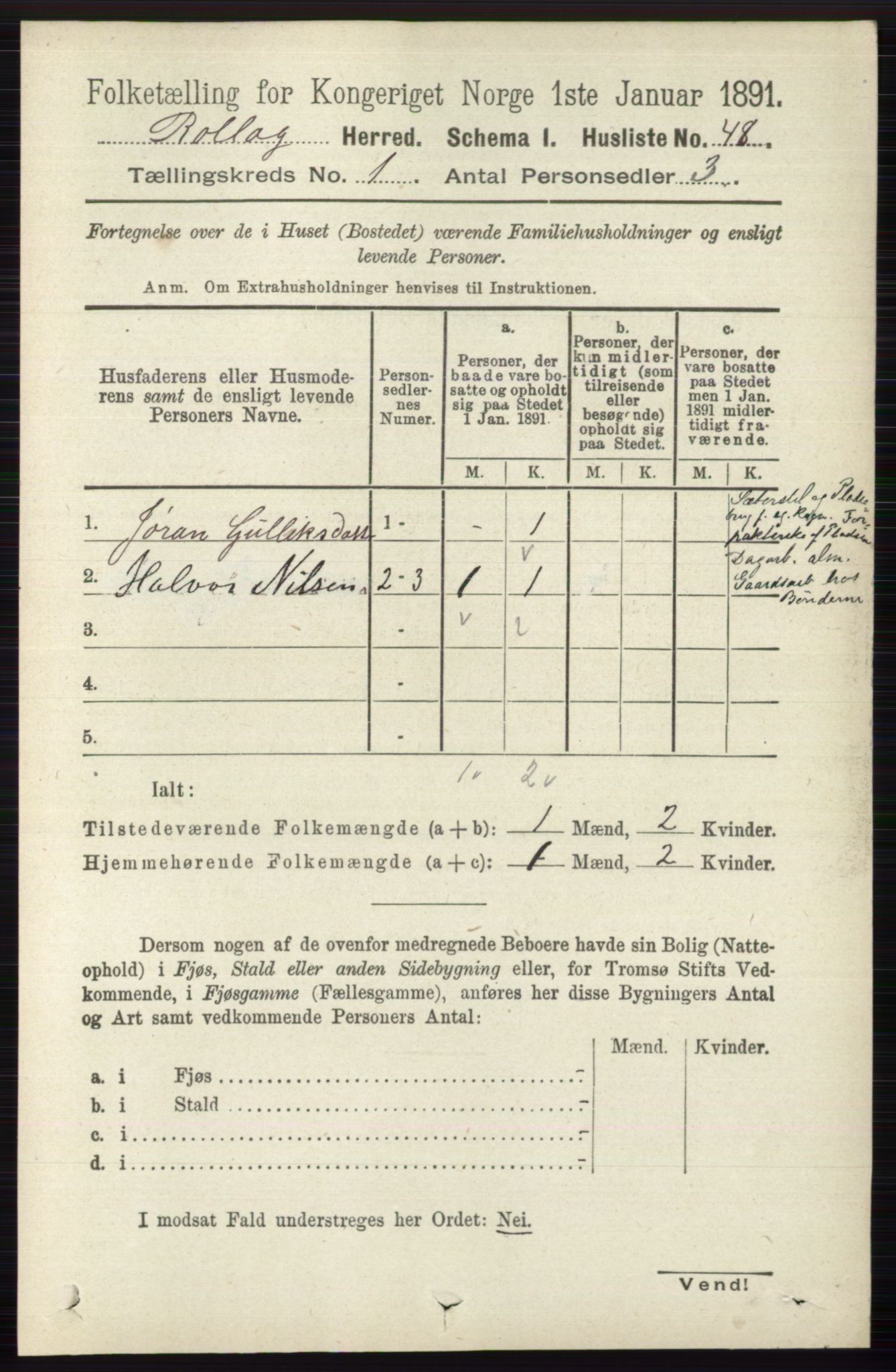 RA, 1891 census for 0632 Rollag, 1891, p. 64