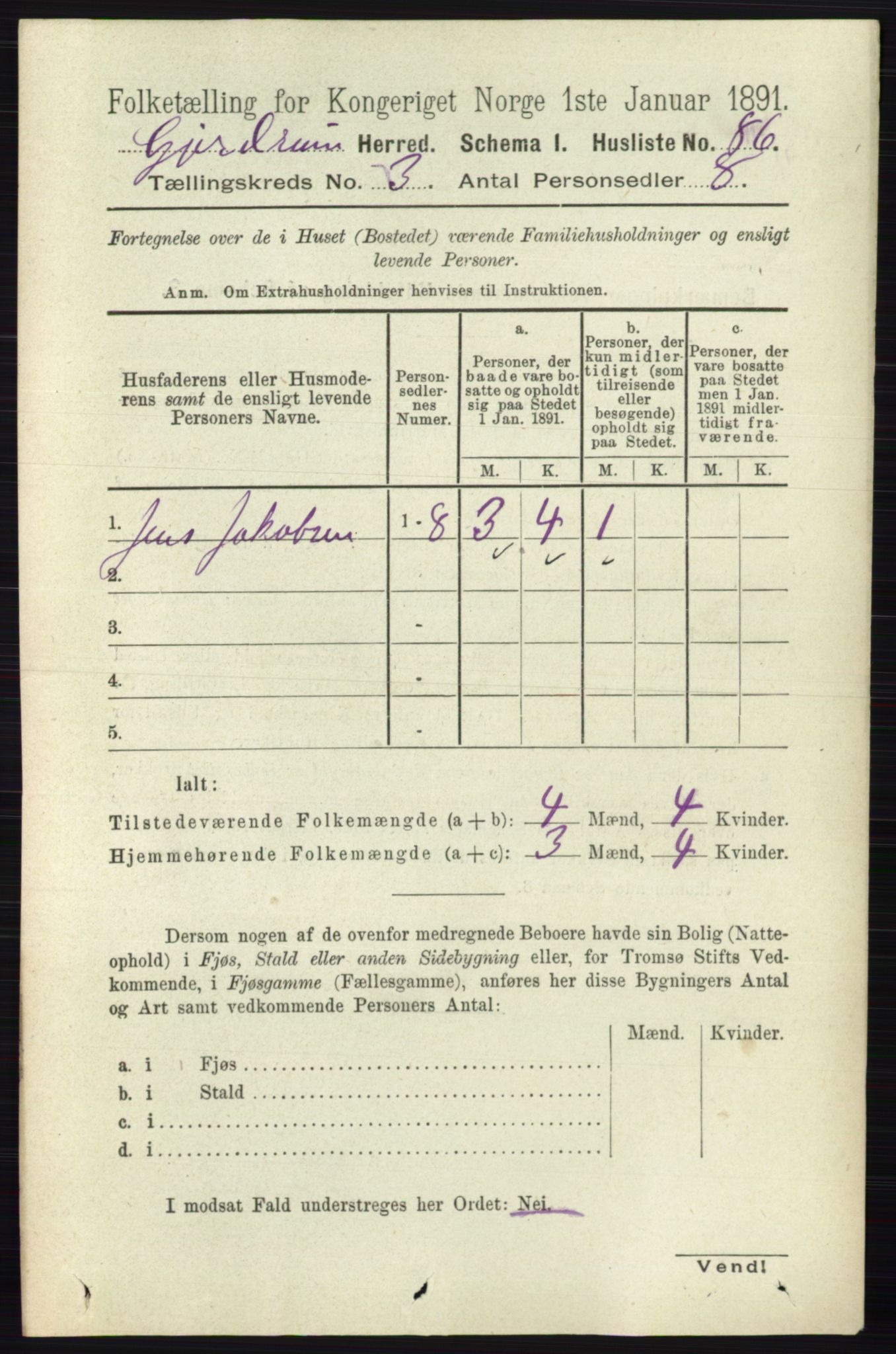 RA, 1891 census for 0234 Gjerdrum, 1891, p. 1246