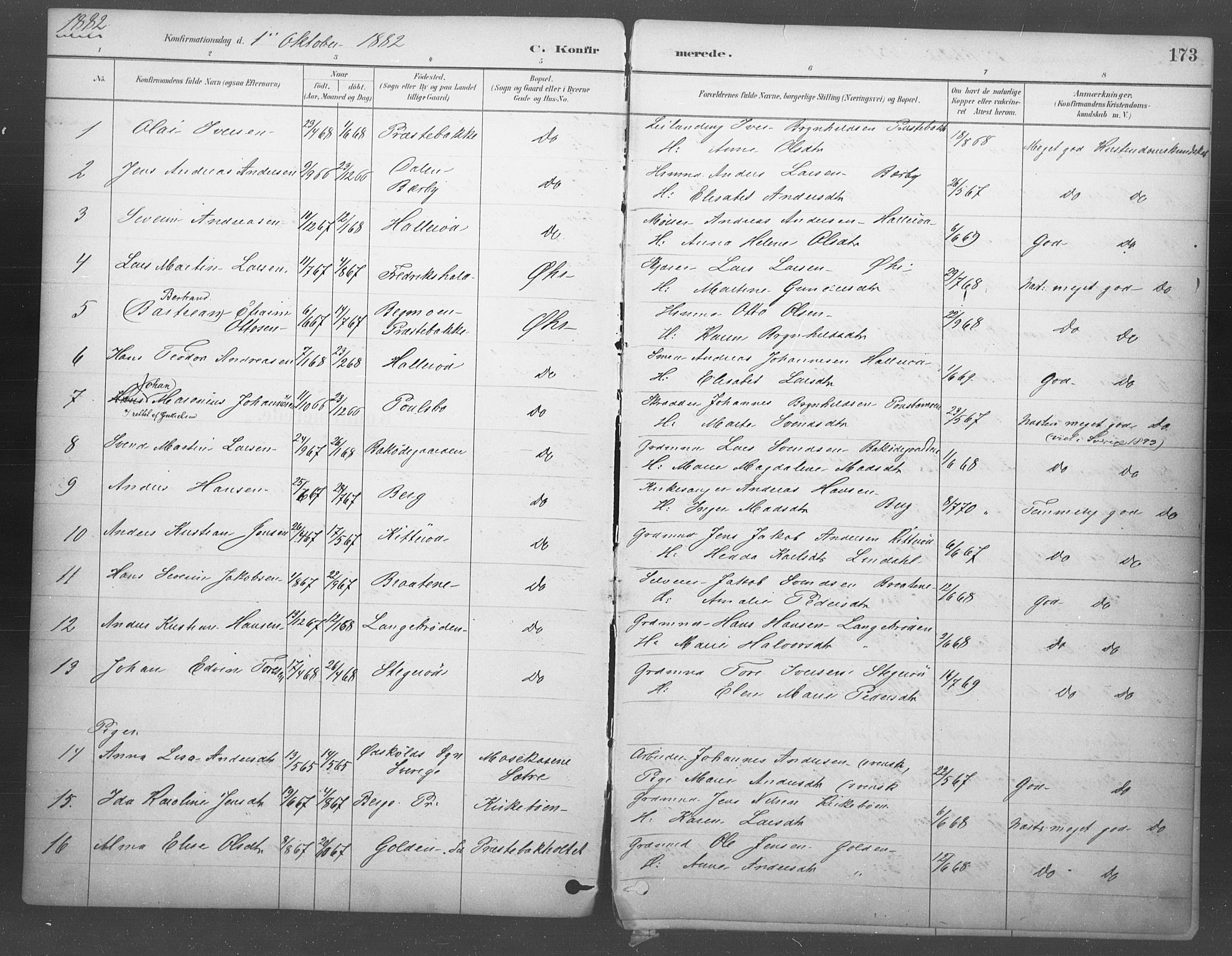Idd prestekontor Kirkebøker, SAO/A-10911/F/Fb/L0002: Parish register (official) no. II 2, 1882-1923, p. 173