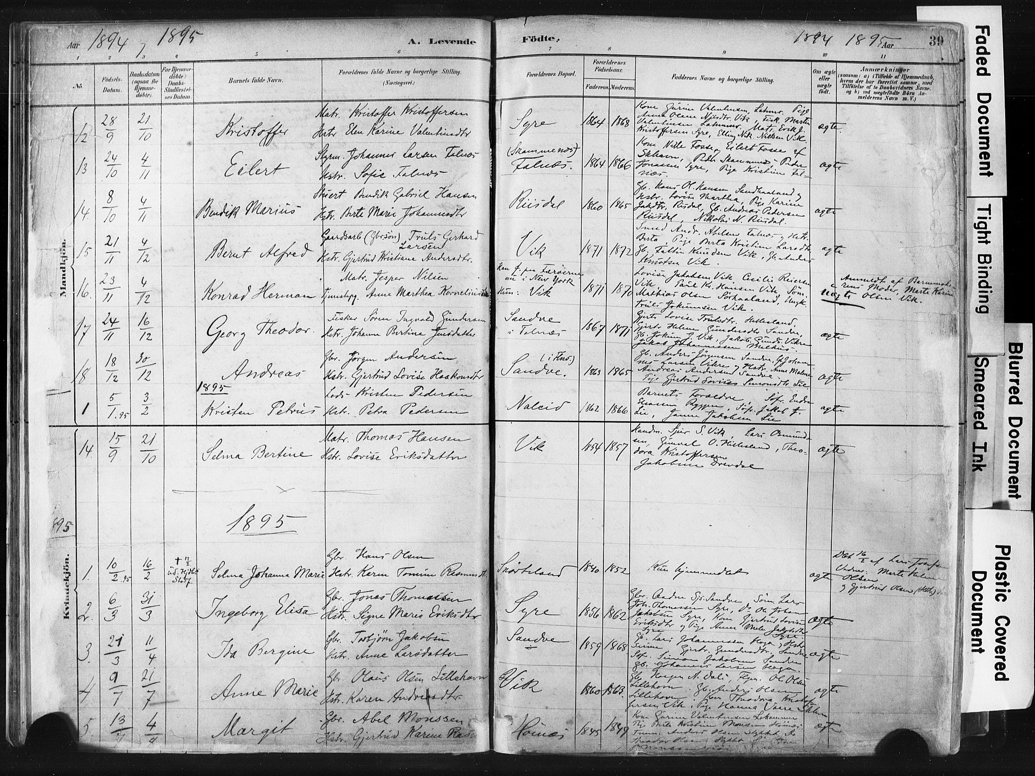 Skudenes sokneprestkontor, SAST/A -101849/H/Ha/Haa/L0009: Parish register (official) no. A 6, 1882-1912, p. 39
