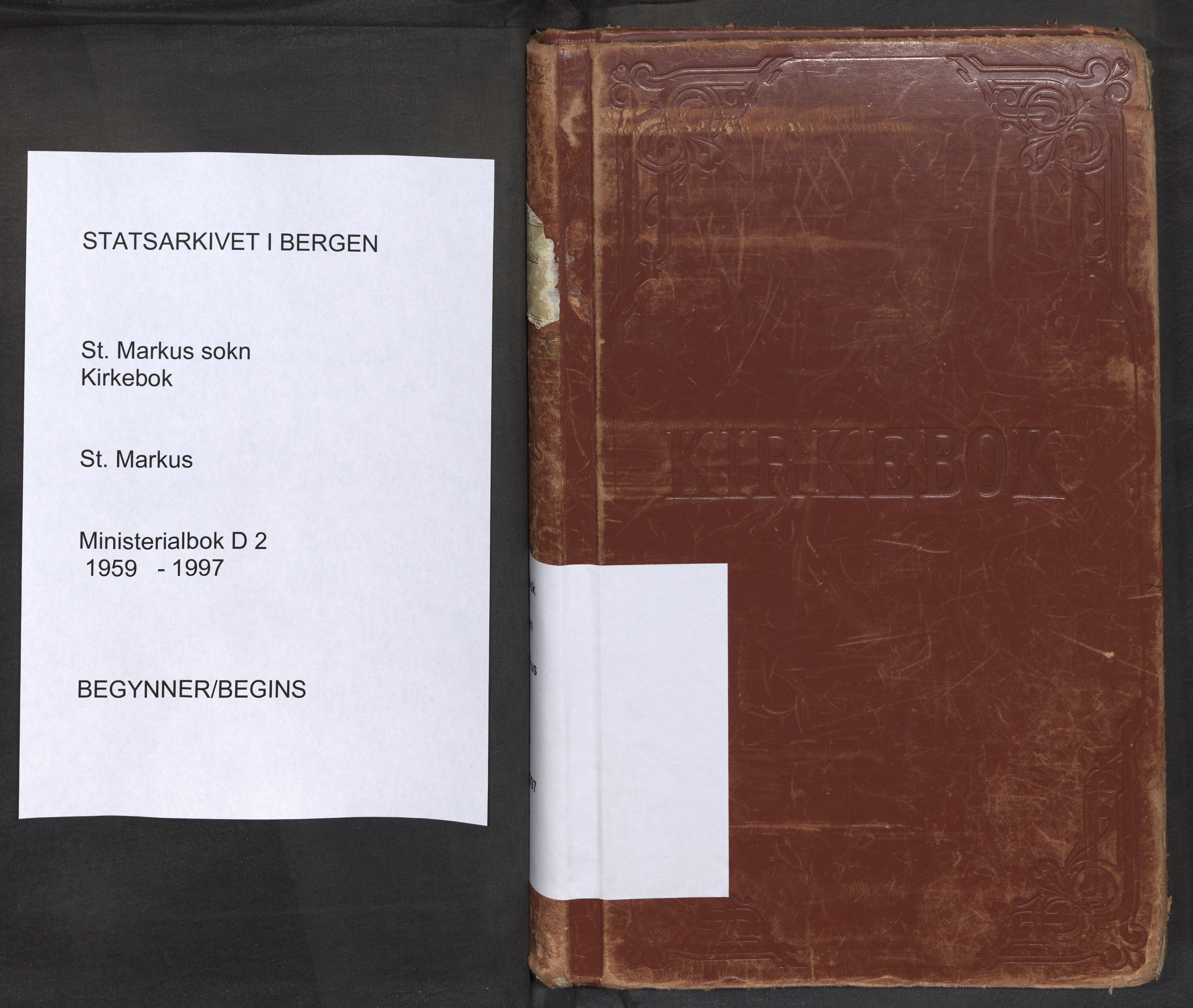 St. Markus sokneprestembete, SAB/A-99935: Parish register (official) no. D 2, 1959-1997