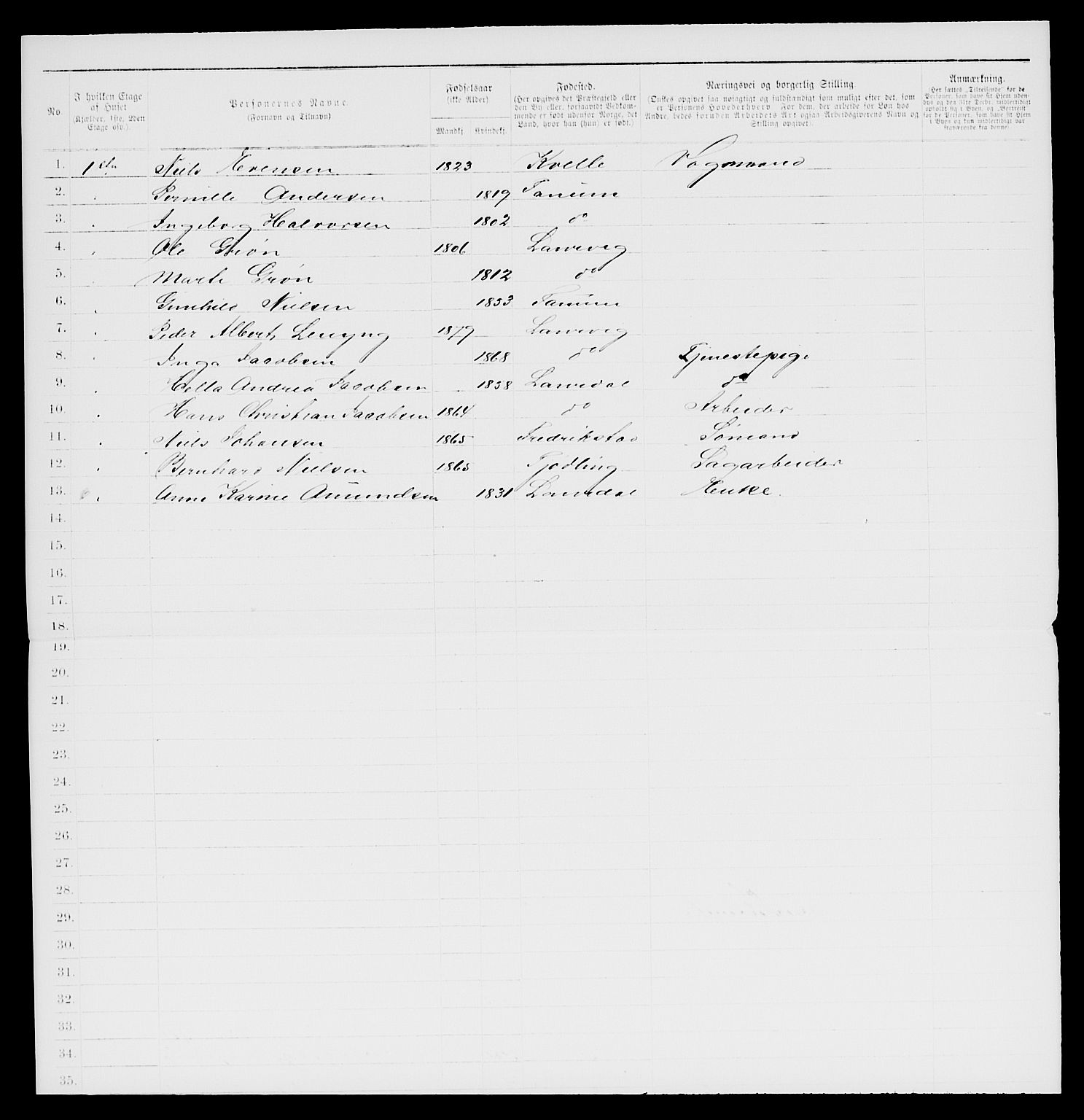 SAKO, 1885 census for 0707 Larvik, 1885, p. 1151