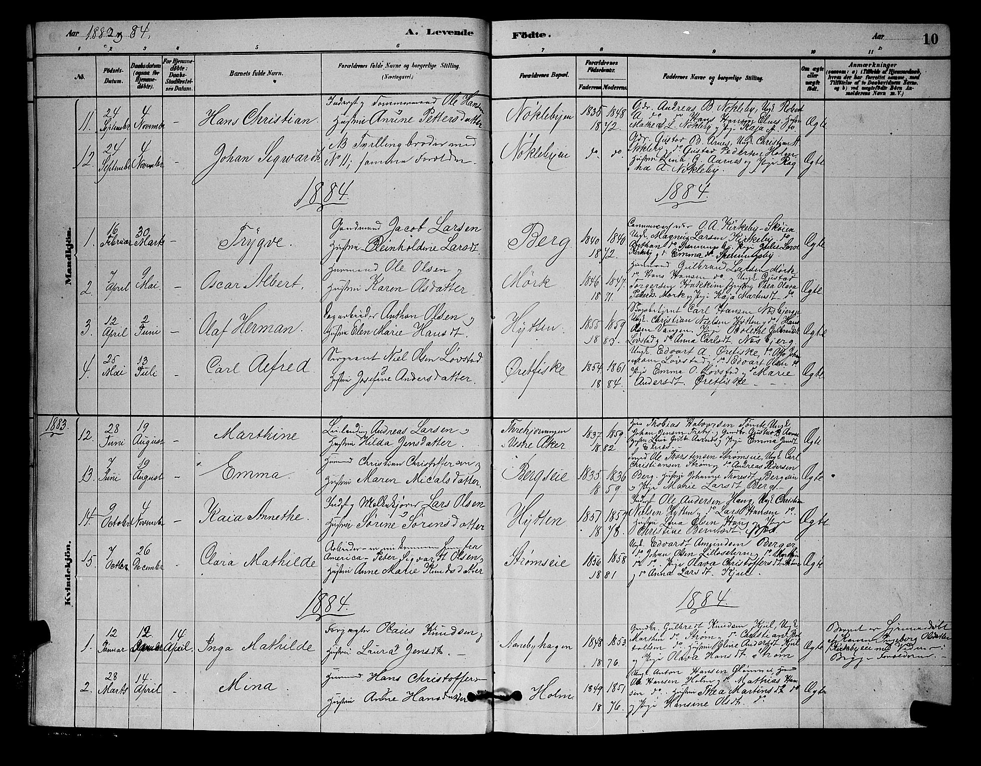 Nittedal prestekontor Kirkebøker, SAO/A-10365a/G/Gb/L0002: Parish register (copy) no. II 2, 1879-1901, p. 10