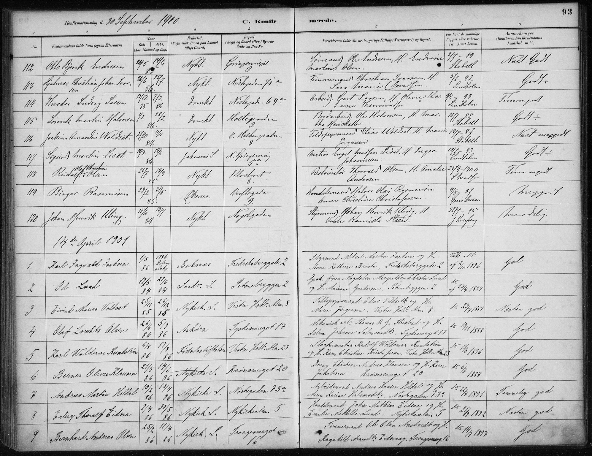 Nykirken Sokneprestembete, AV/SAB-A-77101/H/Haa/L0027: Parish register (official) no. C 6, 1886-1913, p. 93