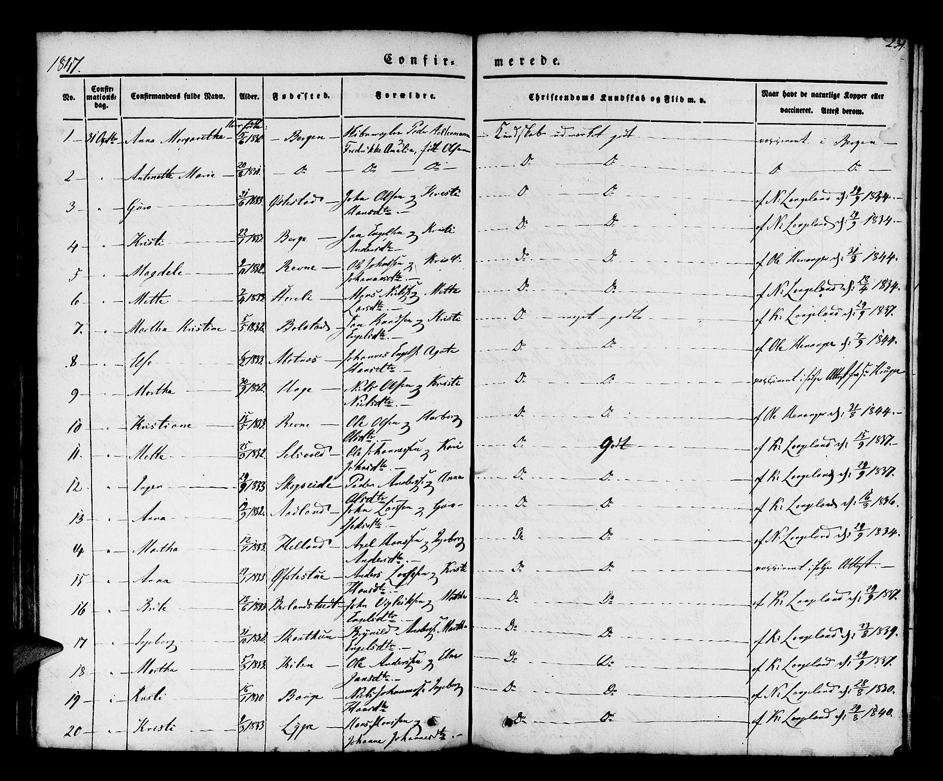 Os sokneprestembete, SAB/A-99929: Parish register (official) no. A 15, 1839-1851, p. 234