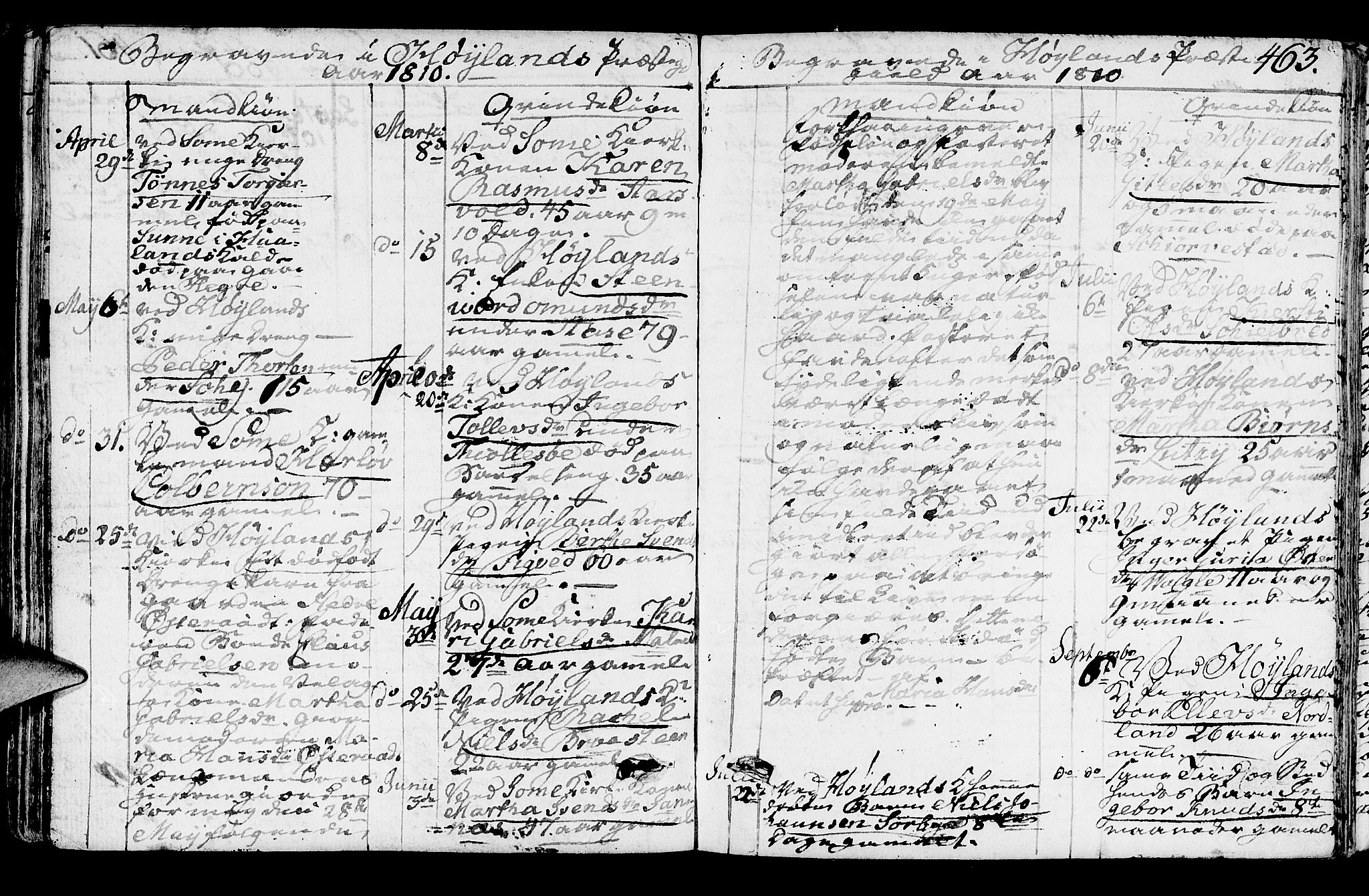 Høyland sokneprestkontor, SAST/A-101799/001/30BA/L0005: Parish register (official) no. A 5, 1804-1815, p. 463