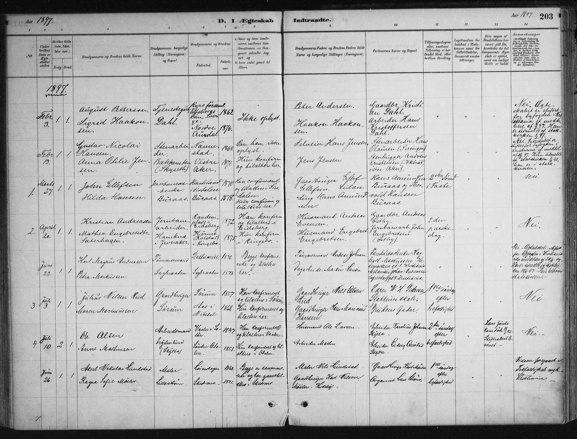 Nittedal prestekontor Kirkebøker, SAO/A-10365a/F/Fa/L0007: Parish register (official) no. I 7, 1879-1901, p. 203