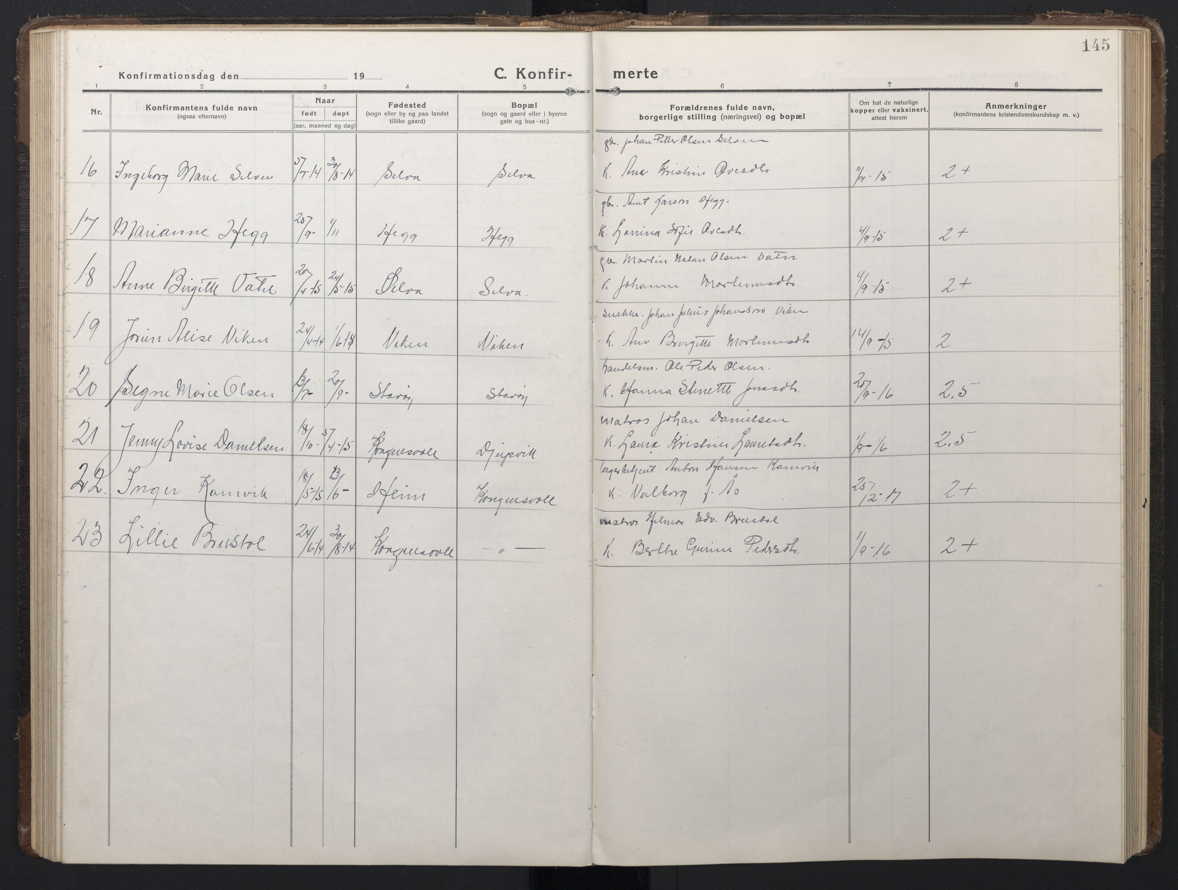 Ministerialprotokoller, klokkerbøker og fødselsregistre - Sør-Trøndelag, SAT/A-1456/662/L0758: Parish register (copy) no. 662C03, 1918-1948, p. 145
