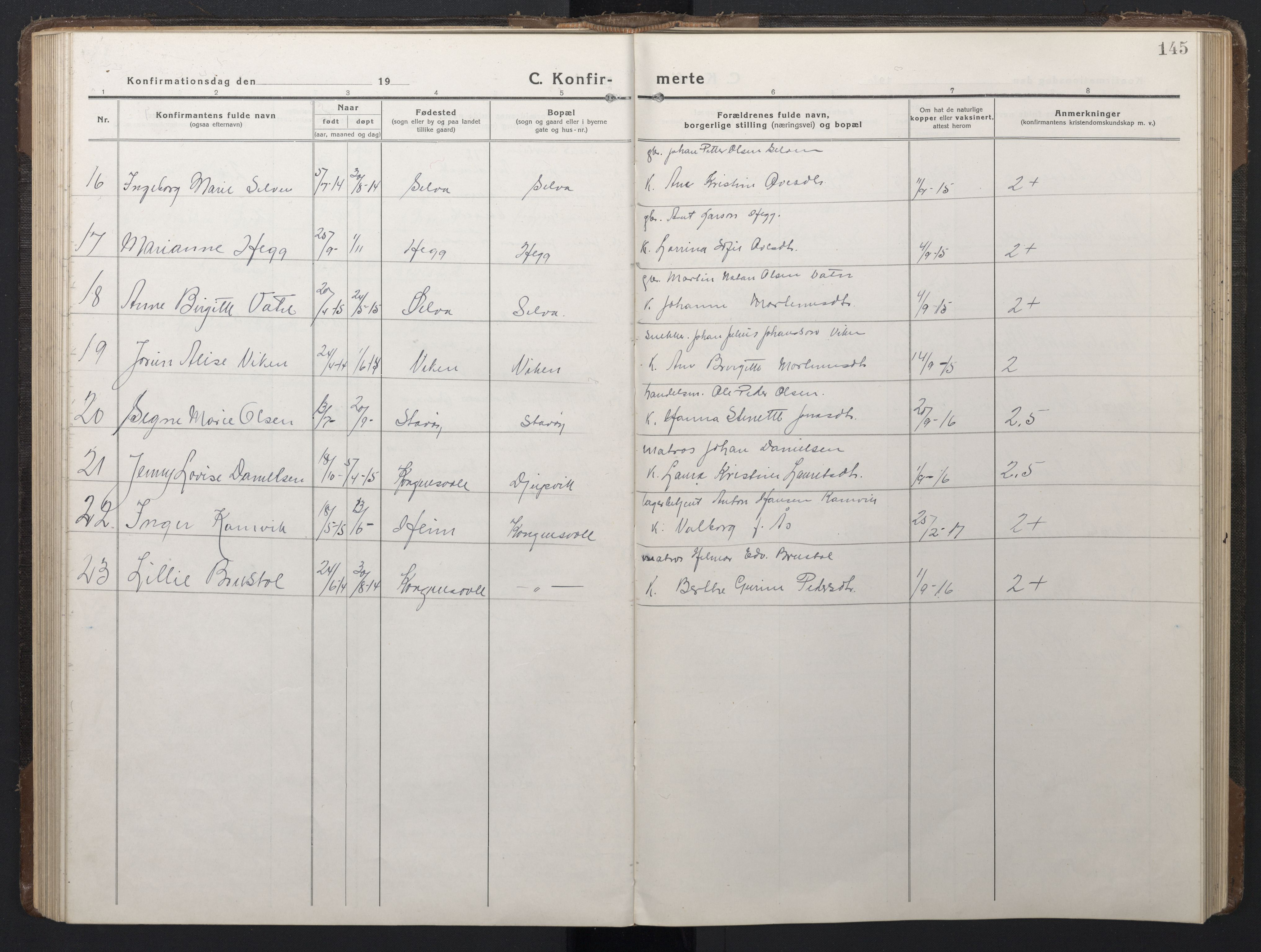 Ministerialprotokoller, klokkerbøker og fødselsregistre - Sør-Trøndelag, AV/SAT-A-1456/662/L0758: Parish register (copy) no. 662C03, 1918-1948, p. 145