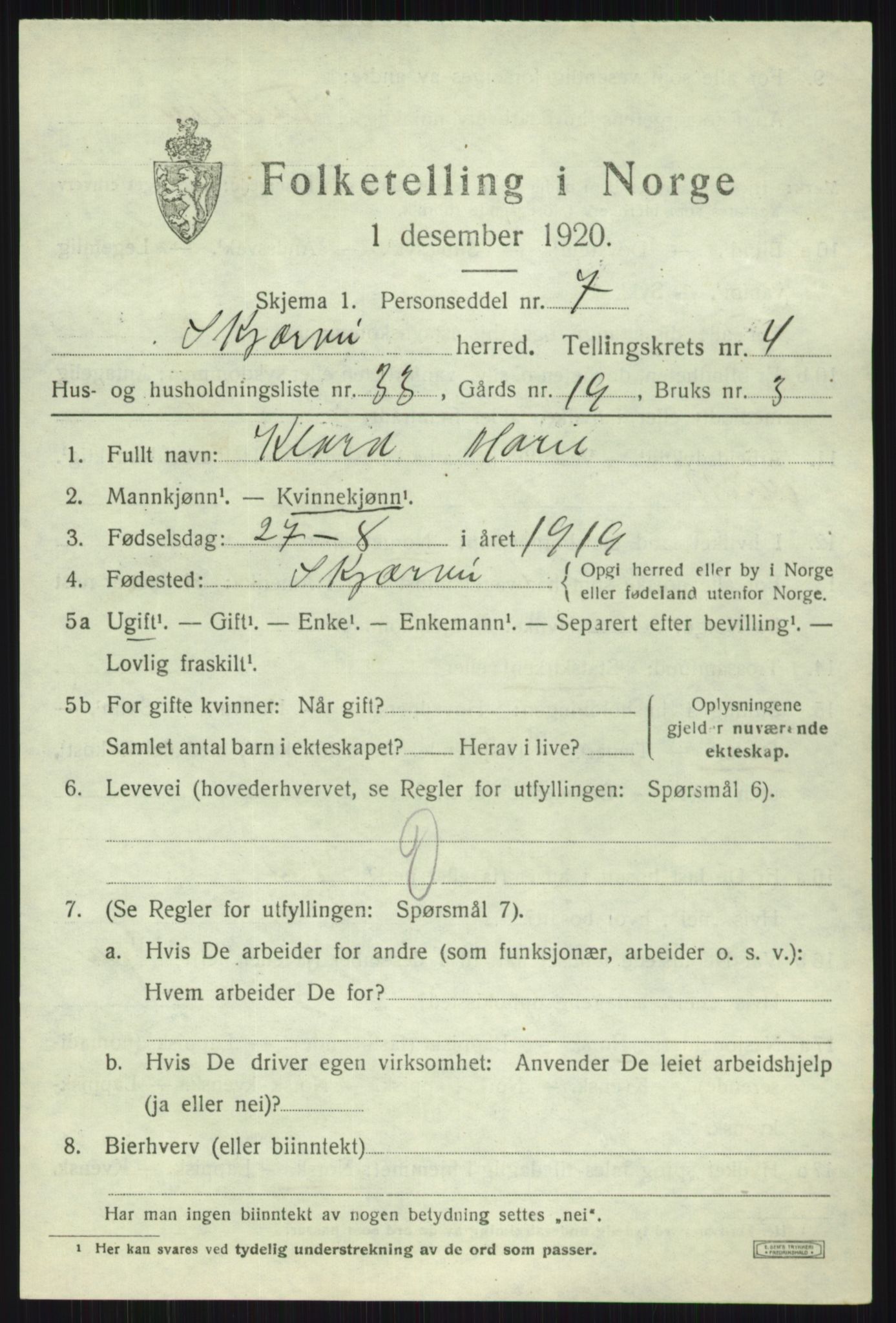SATØ, 1920 census for Skjervøy, 1920, p. 2873