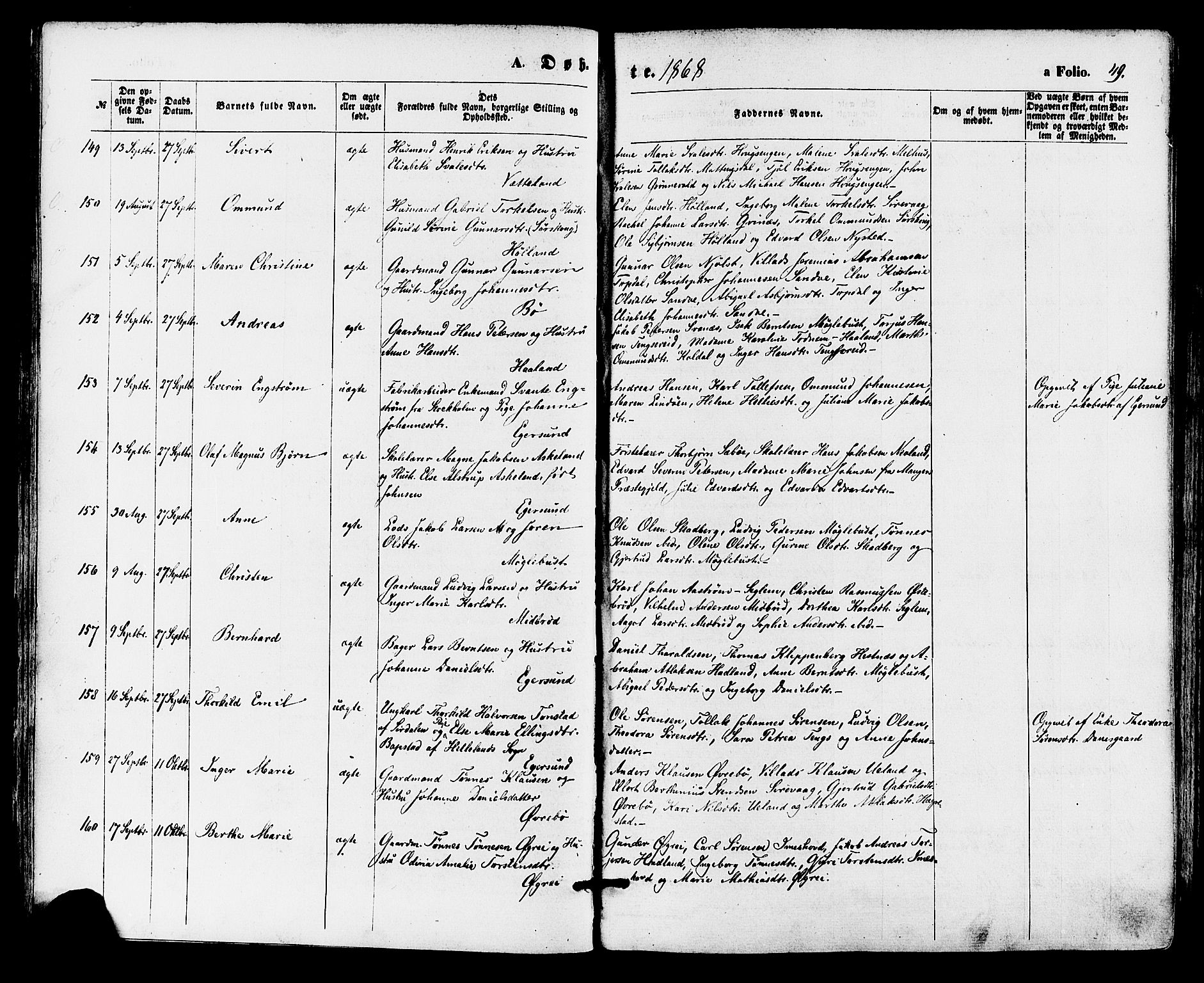 Eigersund sokneprestkontor, AV/SAST-A-101807/S08/L0014: Parish register (official) no. A 13, 1866-1878, p. 49