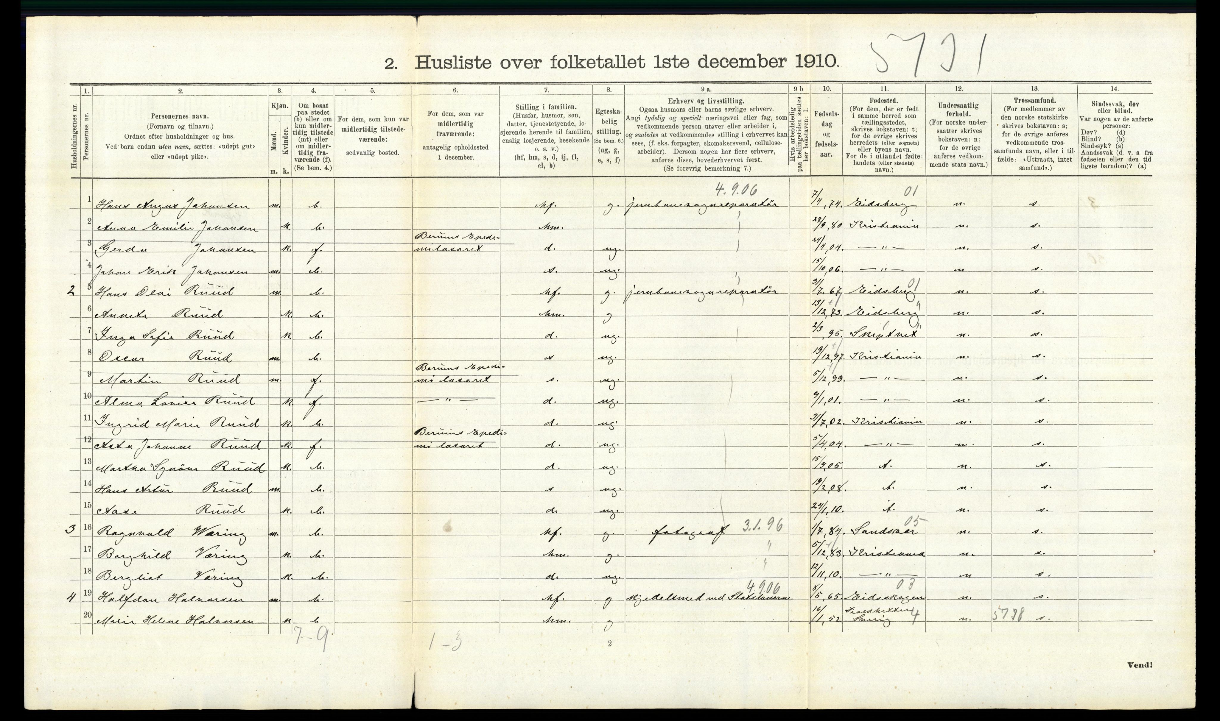 RA, 1910 census for Aker, 1910, p. 4662