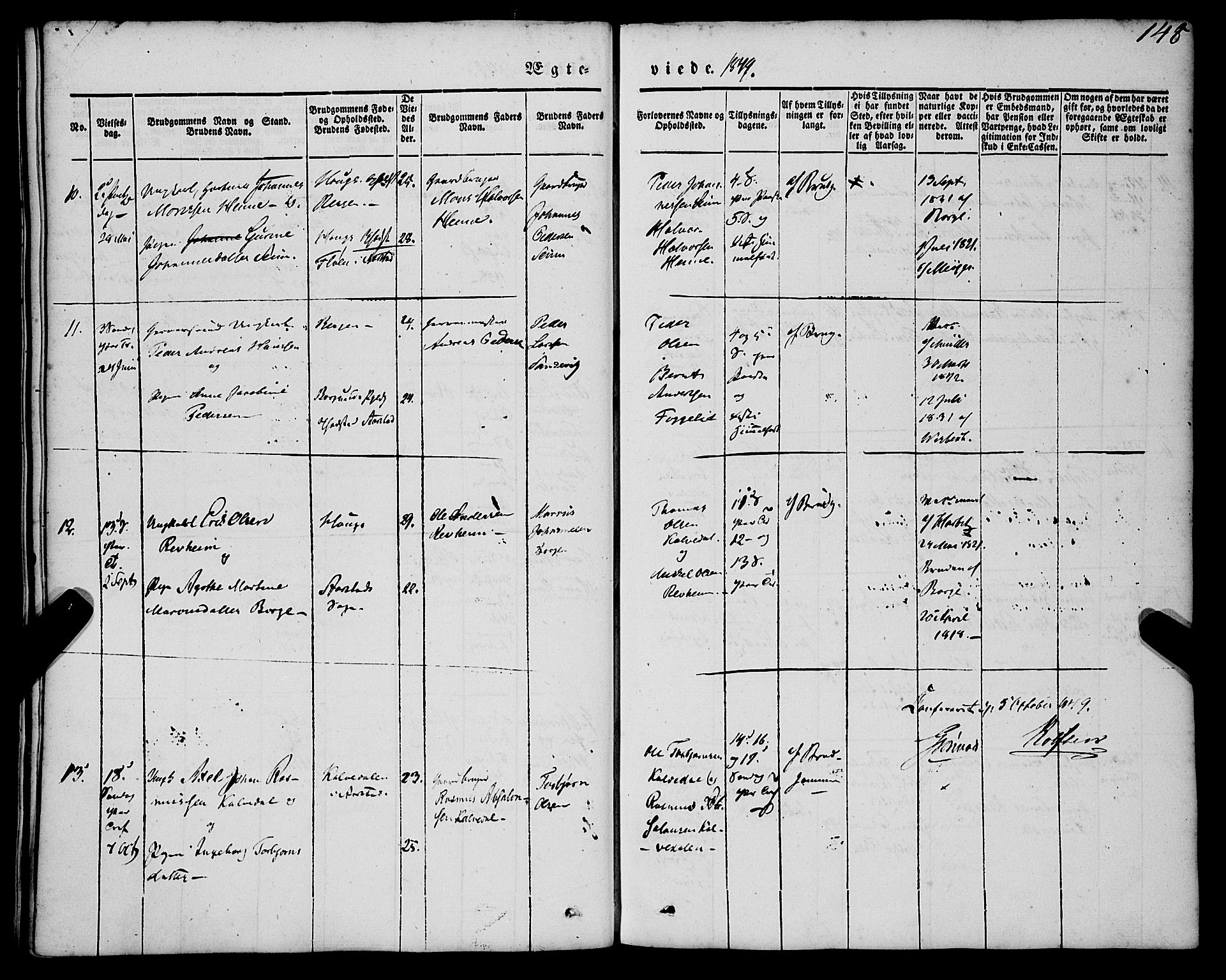 St. Jørgens hospital og Årstad sokneprestembete, AV/SAB-A-99934: Parish register (official) no. A 4, 1844-1863, p. 148