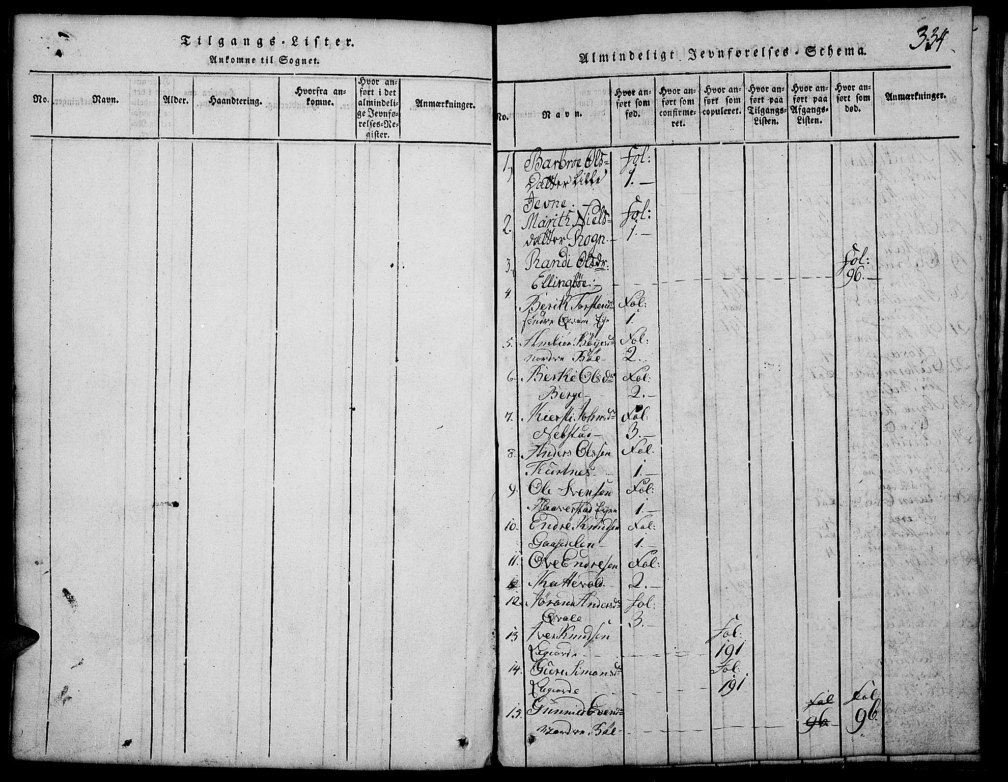 Vang prestekontor, Valdres, SAH/PREST-140/H/Hb/L0002: Parish register (copy) no. 2, 1814-1889, p. 334