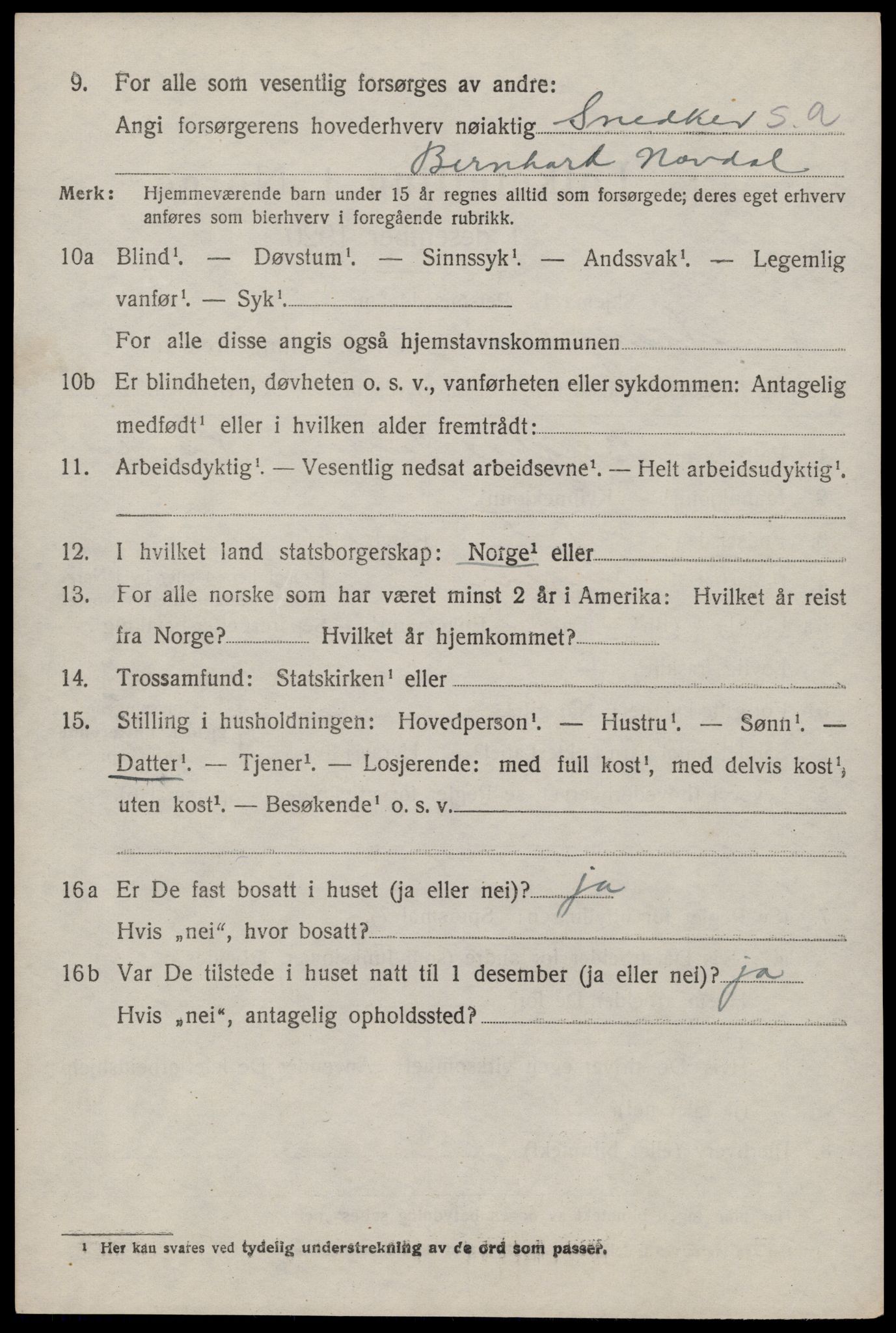 SAST, 1920 census for Stangaland, 1920, p. 2796