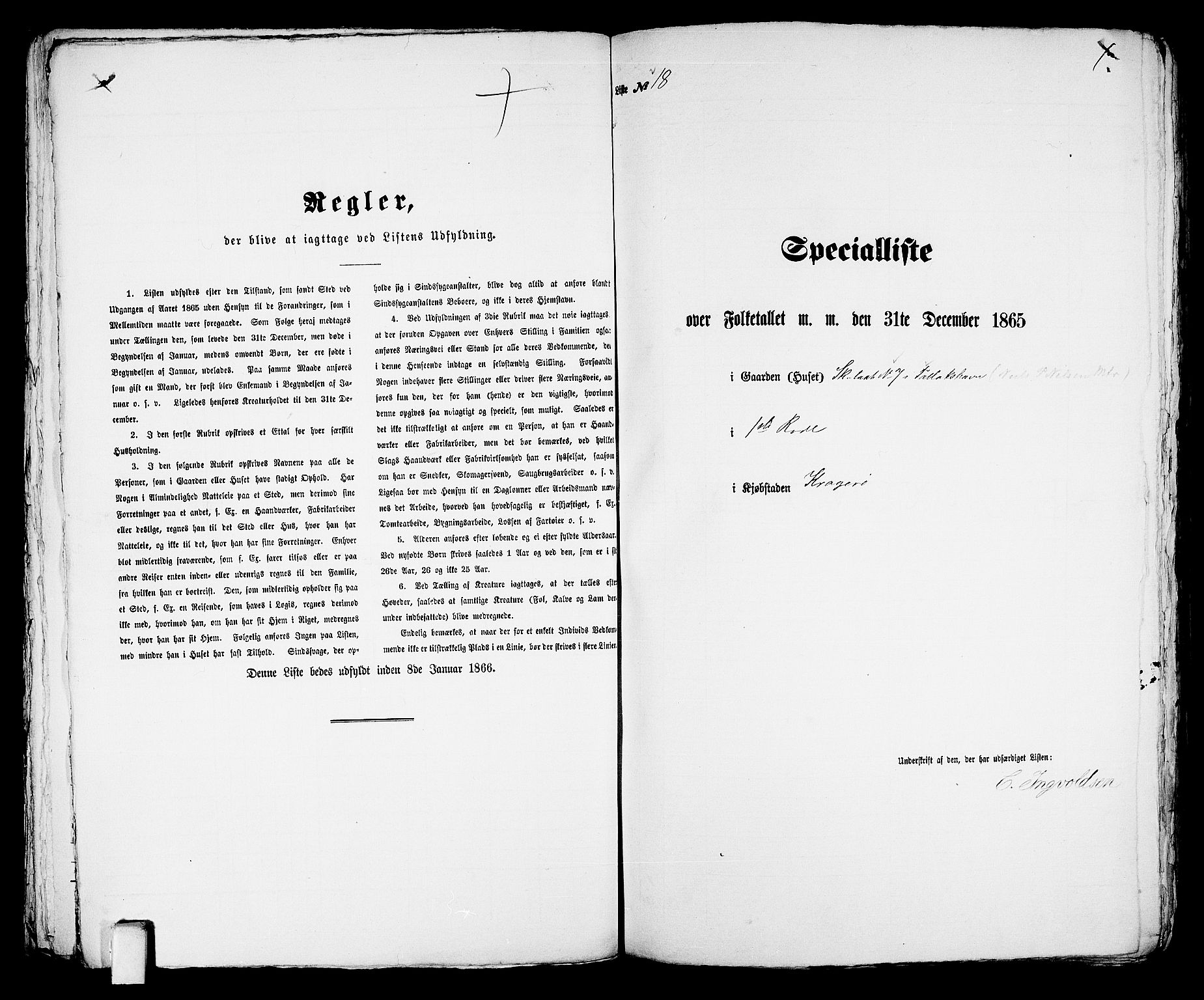 RA, 1865 census for Kragerø/Kragerø, 1865, p. 45