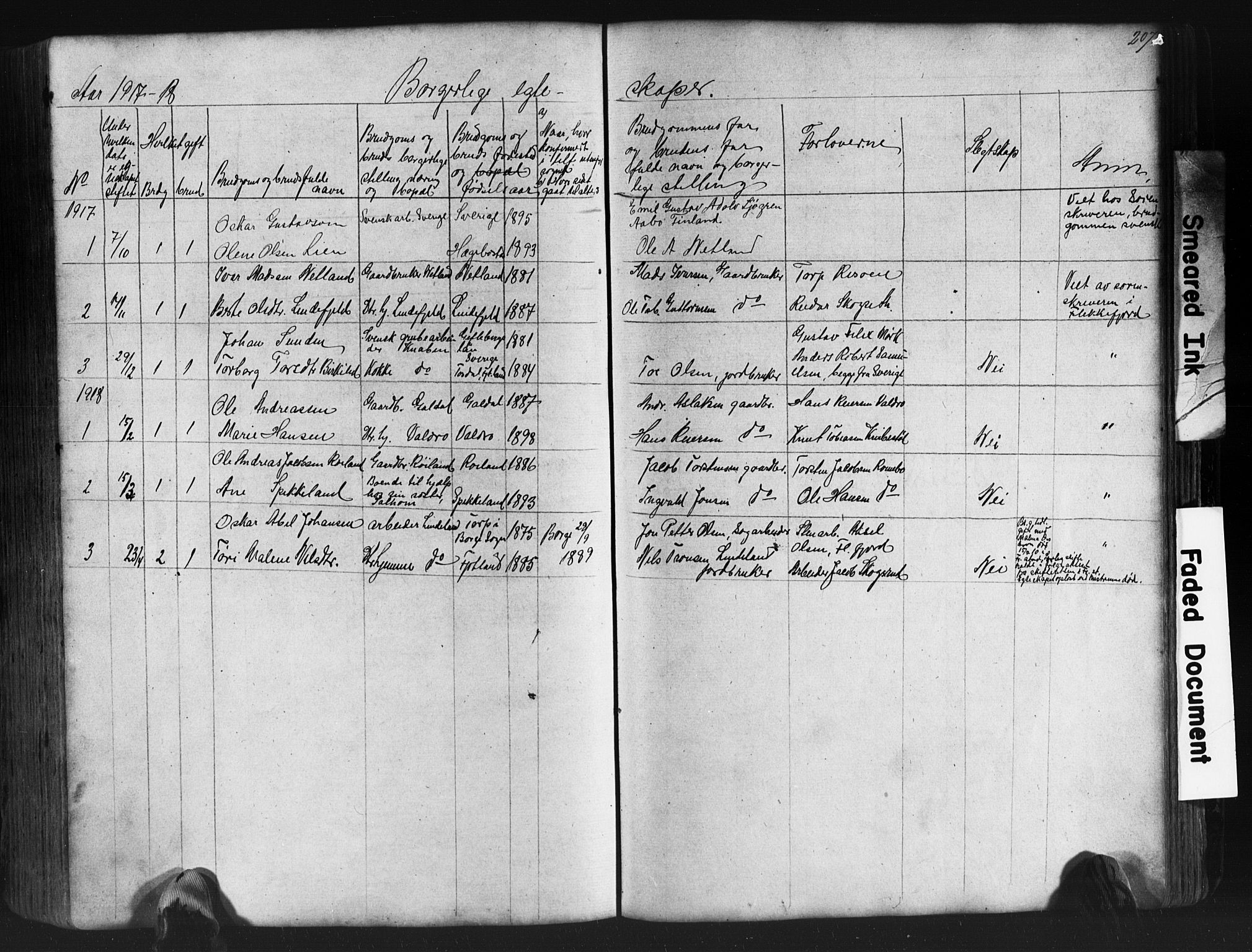 Fjotland sokneprestkontor, SAK/1111-0010/F/Fb/L0003: Parish register (copy) no. B 3, 1872-1924, p. 207