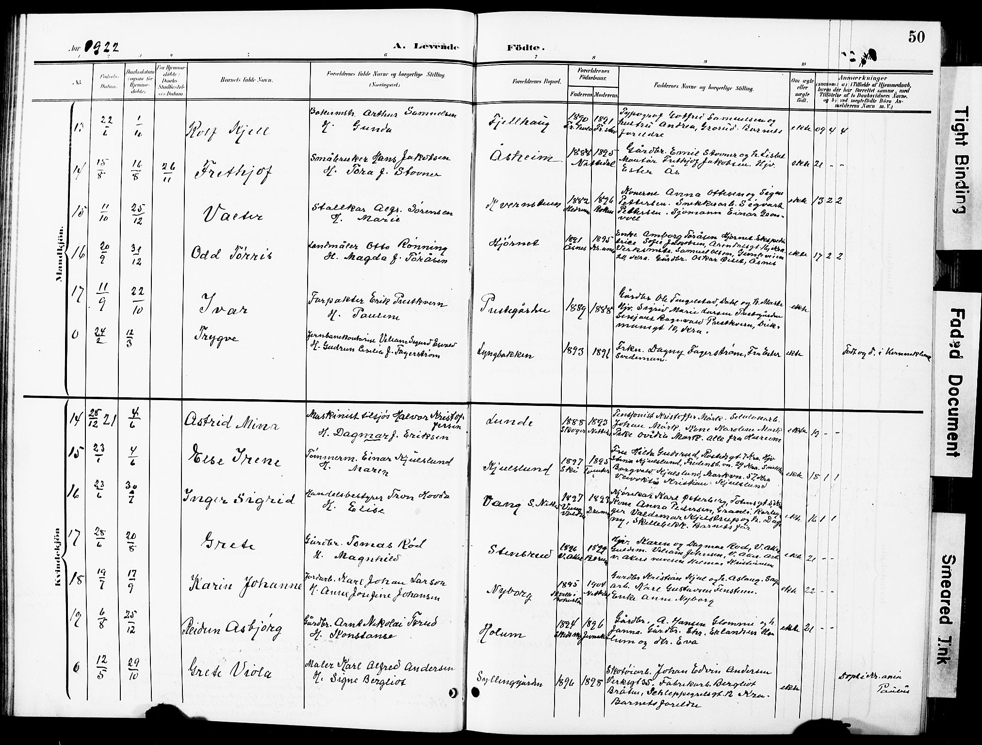 Nittedal prestekontor Kirkebøker, SAO/A-10365a/G/Ga/L0003: Parish register (copy) no. I 3, 1902-1929, p. 50