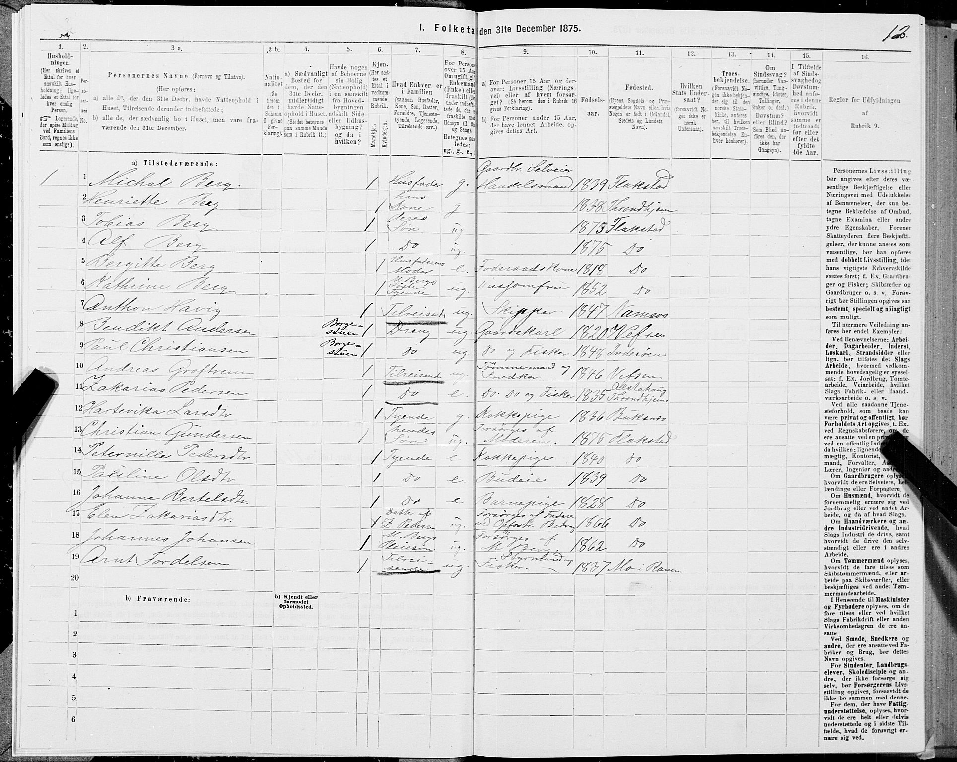 SAT, 1875 census for 1859P Flakstad, 1875, p. 1012