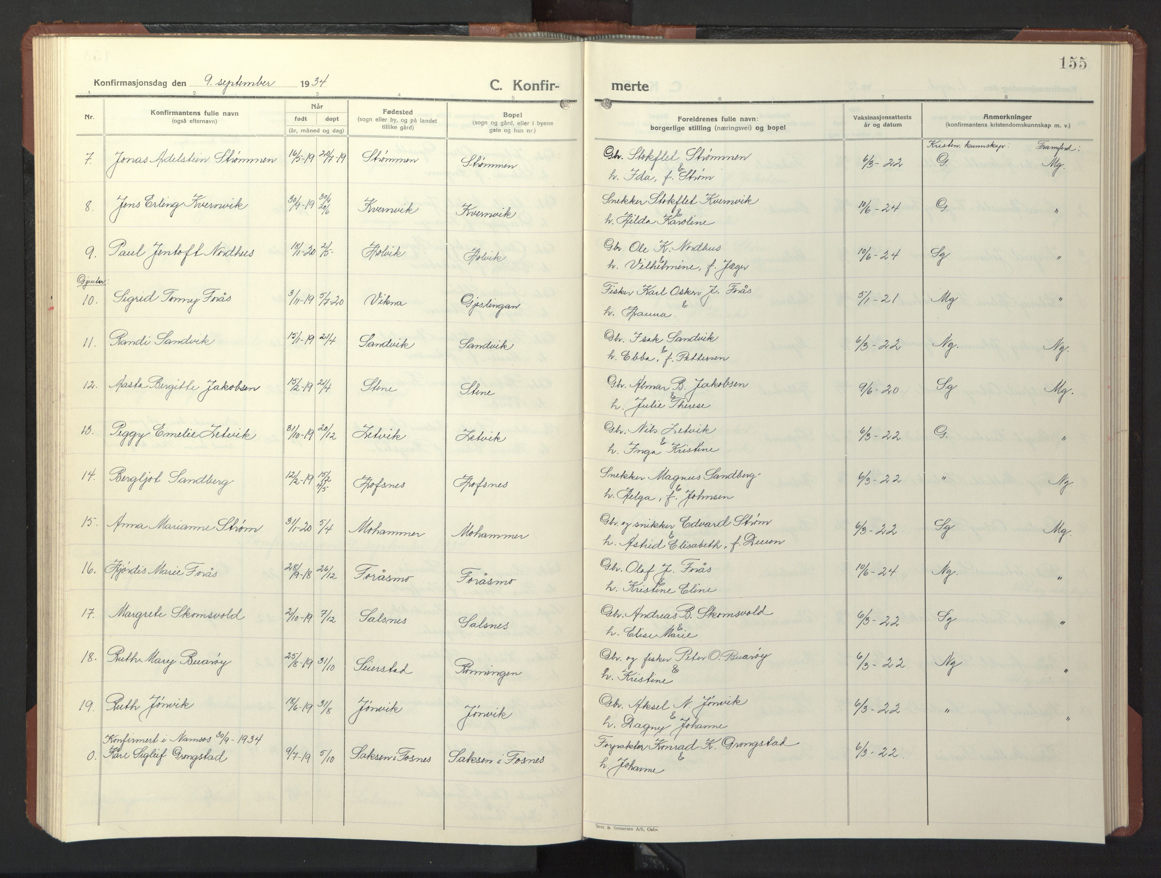 Ministerialprotokoller, klokkerbøker og fødselsregistre - Nord-Trøndelag, SAT/A-1458/773/L0625: Parish register (copy) no. 773C01, 1910-1952, p. 155