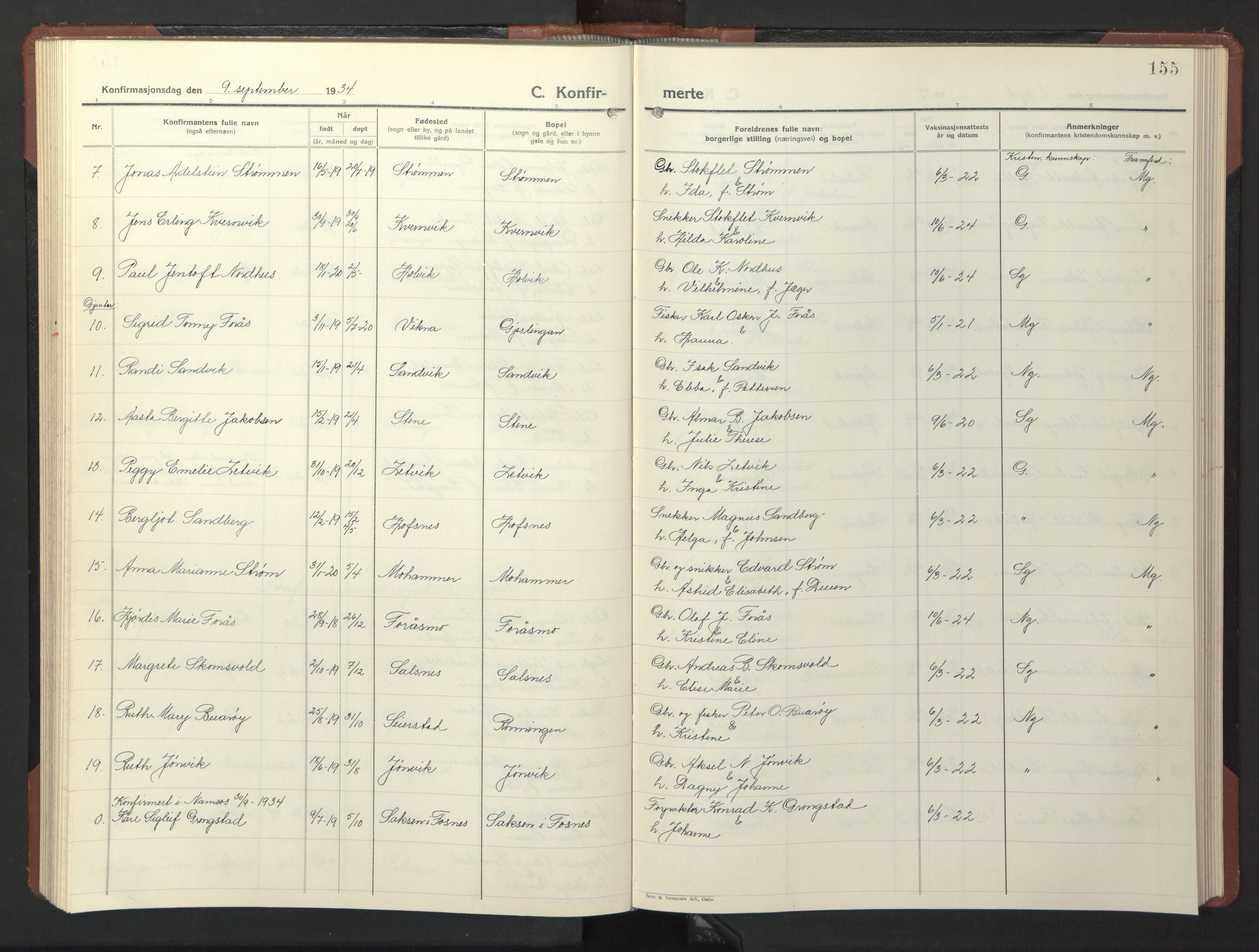 Ministerialprotokoller, klokkerbøker og fødselsregistre - Nord-Trøndelag, AV/SAT-A-1458/773/L0625: Parish register (copy) no. 773C01, 1910-1952, p. 155