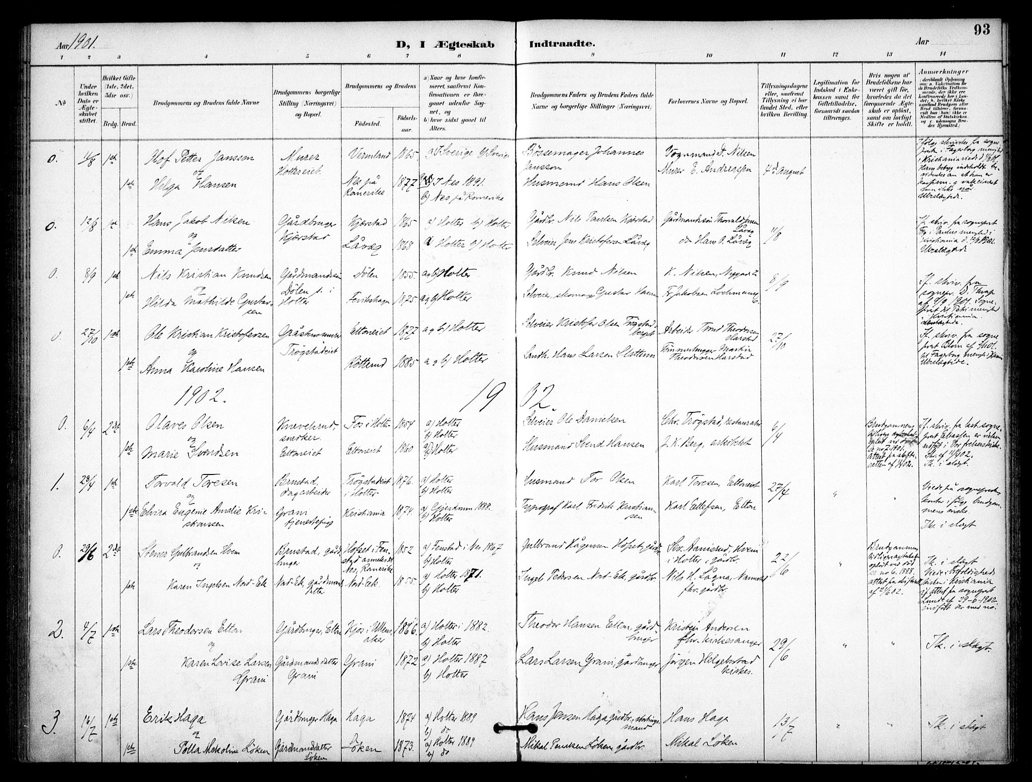 Nannestad prestekontor Kirkebøker, SAO/A-10414a/F/Fb/L0002: Parish register (official) no. II 2, 1891-1909, p. 93