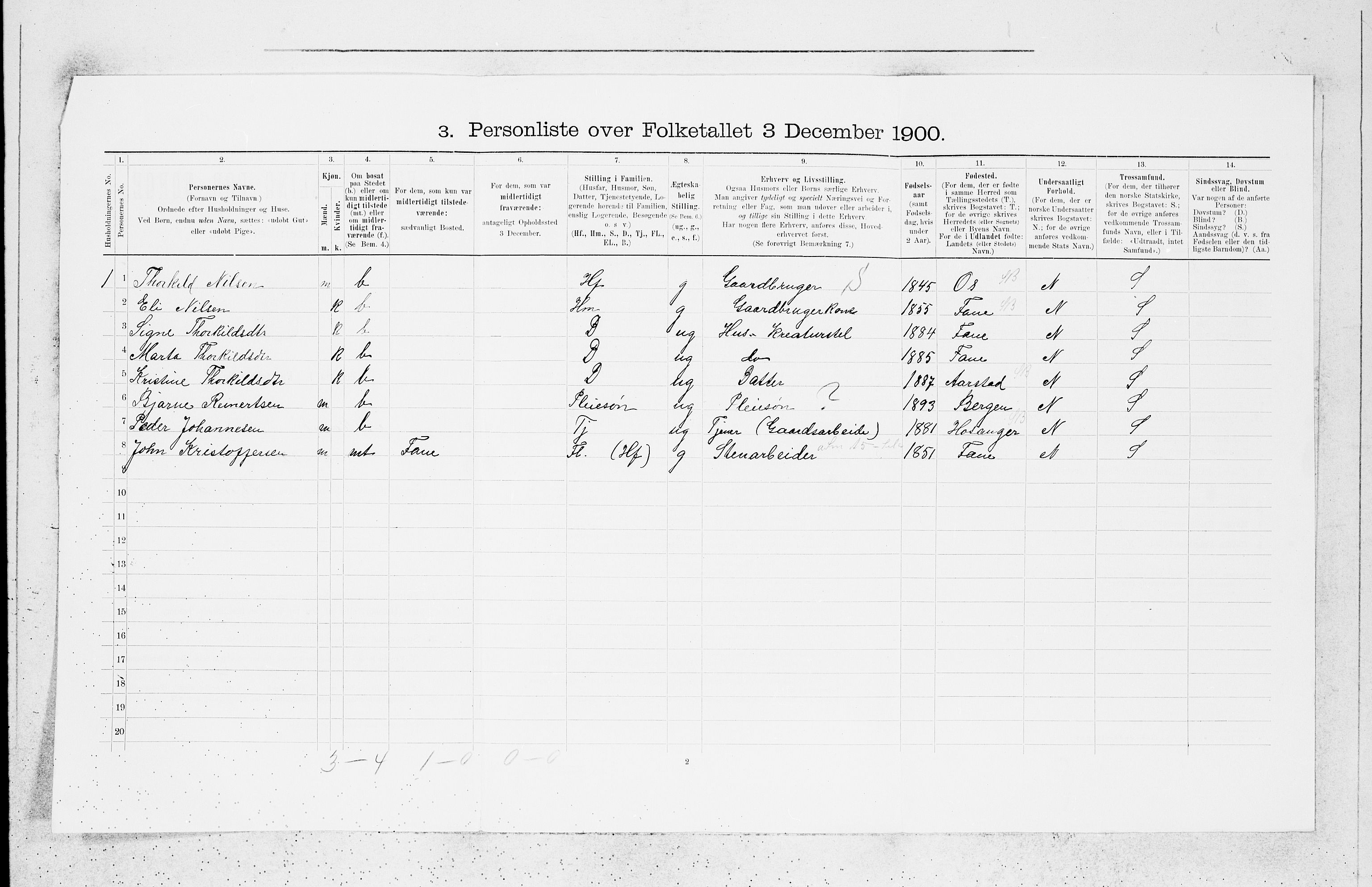 SAB, 1900 census for Askøy, 1900, p. 705