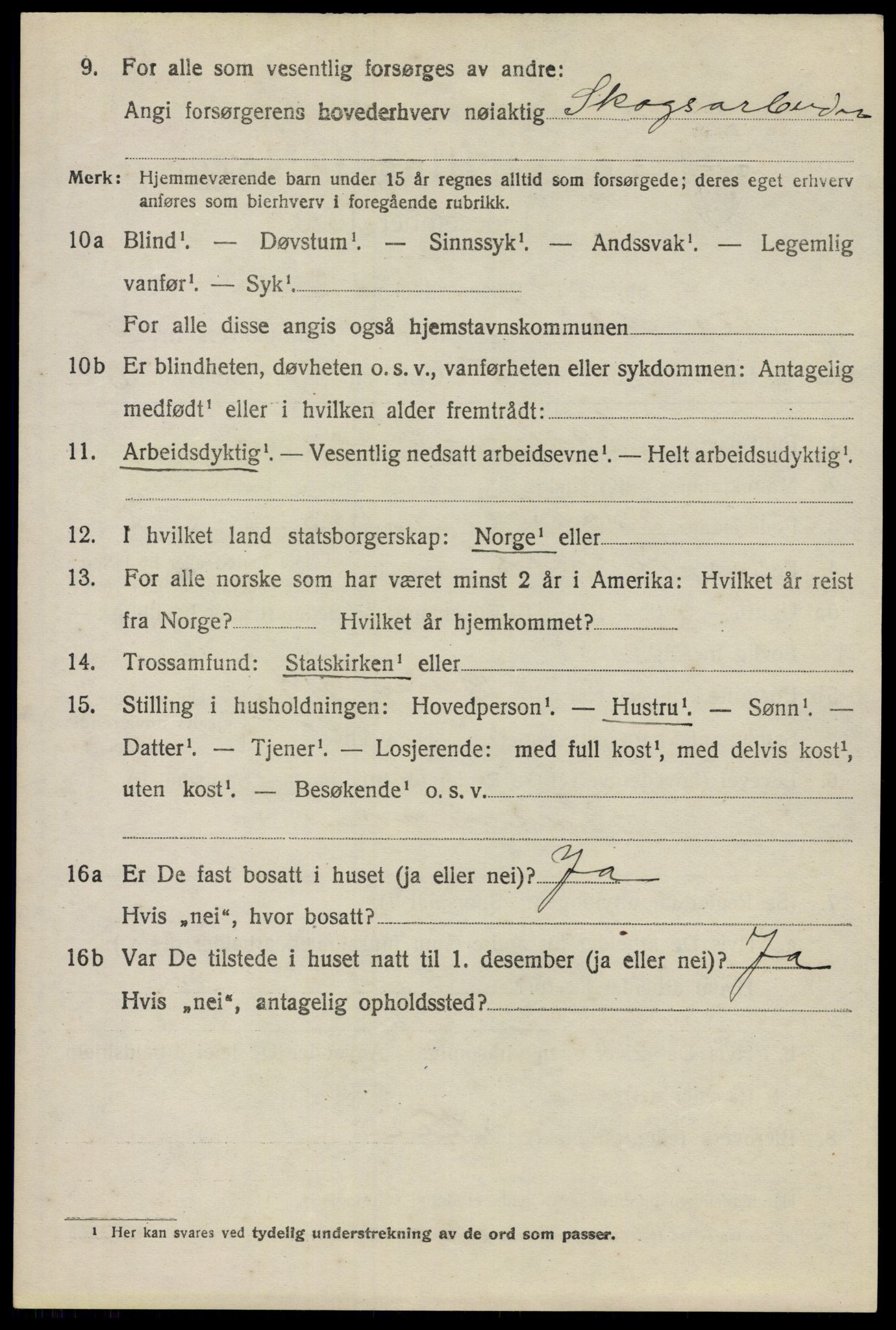 SAO, 1920 census for Nes, 1920, p. 6605