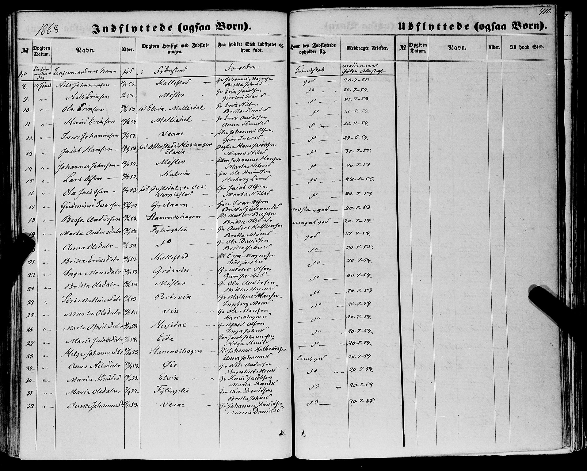 Haus sokneprestembete, SAB/A-75601/H/Haa: Parish register (official) no. A 17, 1858-1870, p. 410
