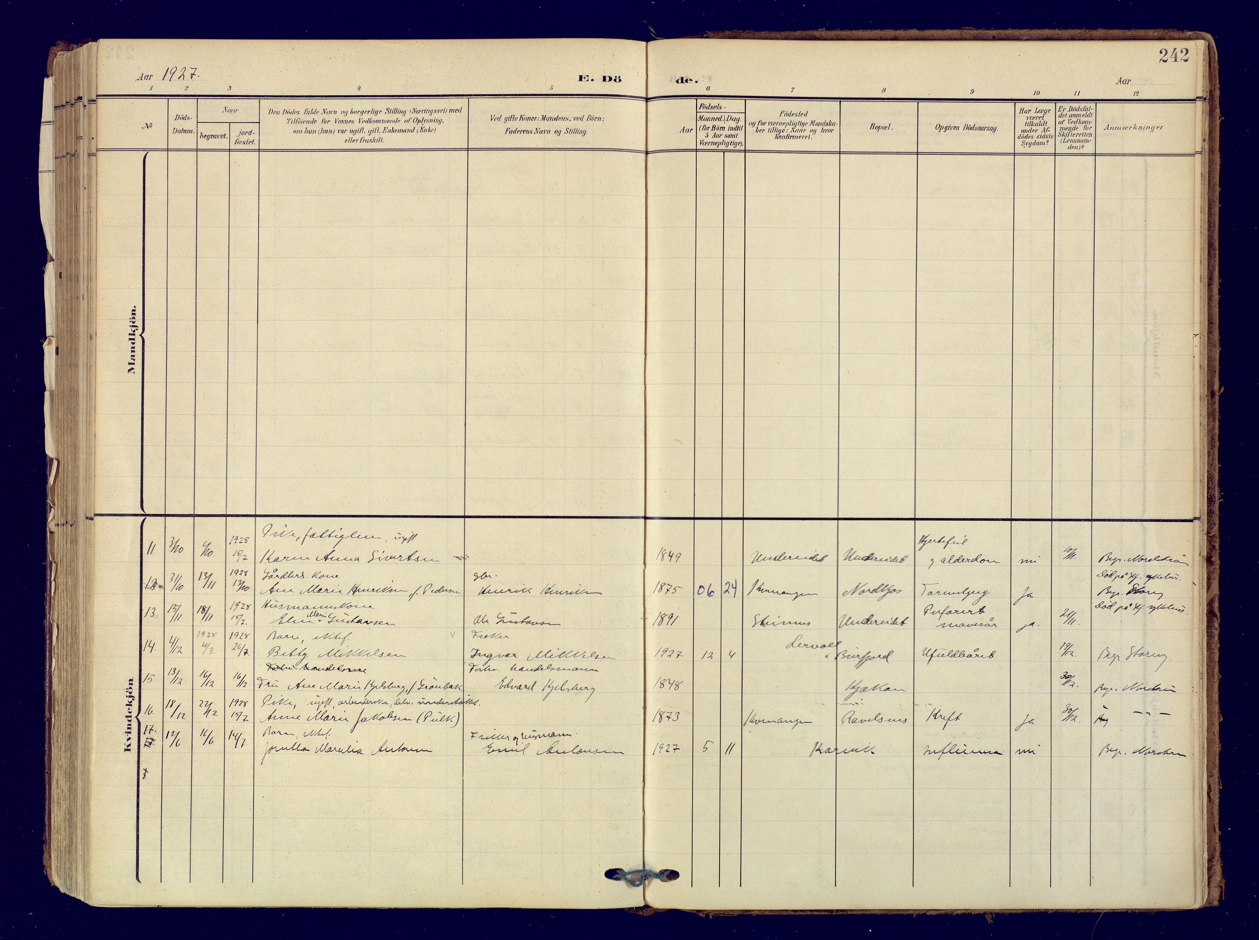Skjervøy sokneprestkontor, SATØ/S-1300/H/Ha/Haa: Parish register (official) no. 19, 1908-1936, p. 242