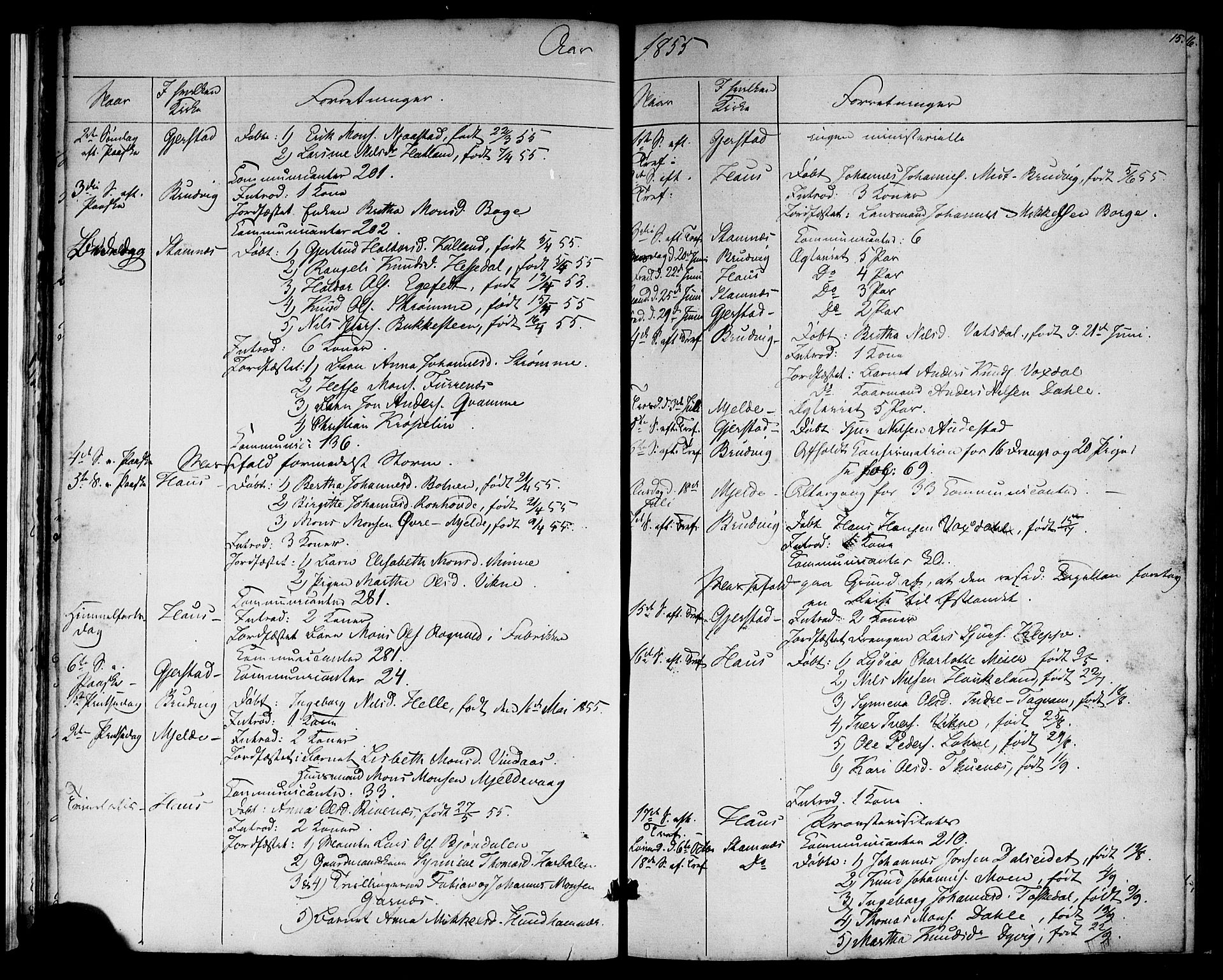 Haus sokneprestembete, AV/SAB-A-75601: Curate's parish register no. A 3, 1850-1867, p. 15