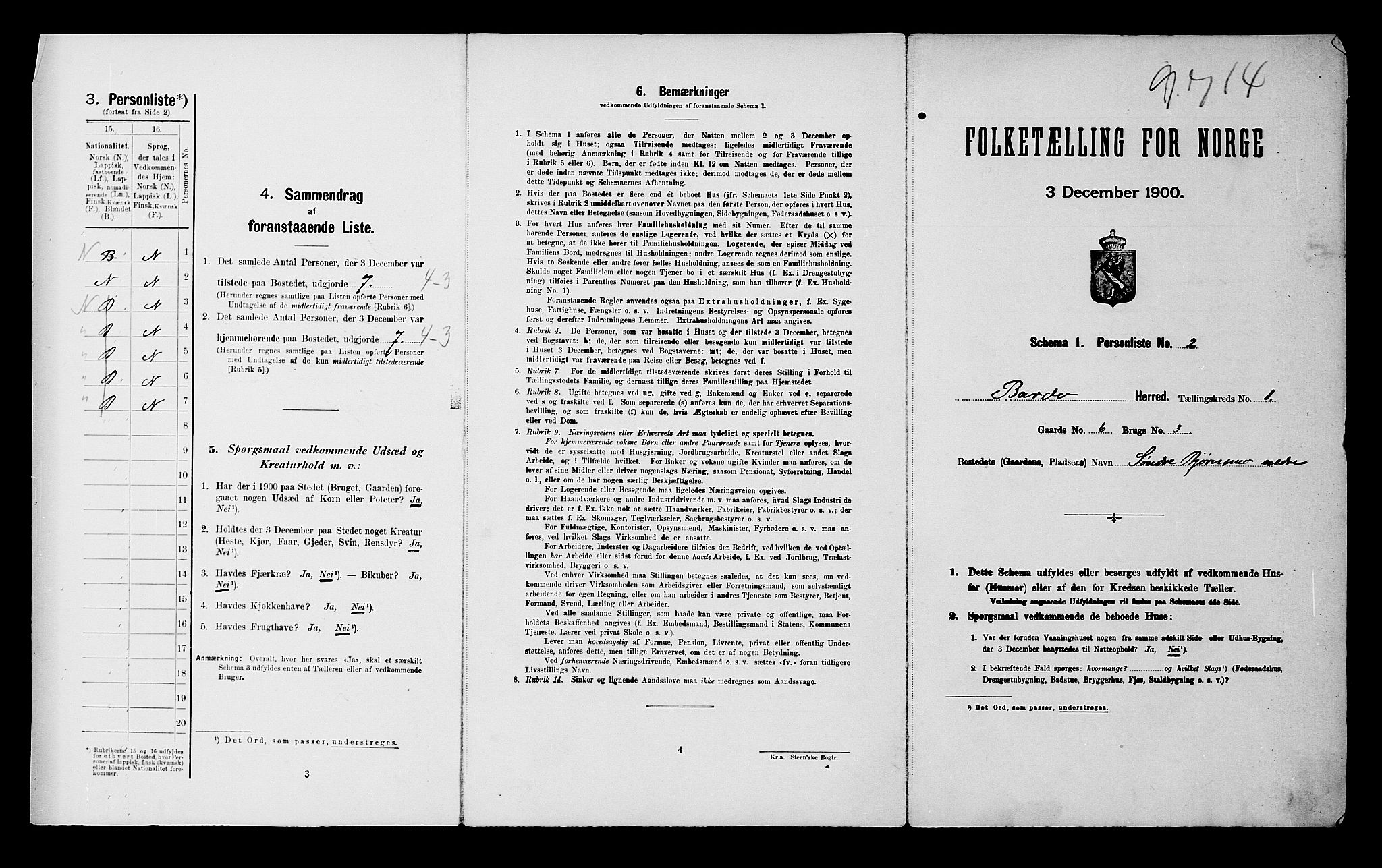 SATØ, 1900 census for Bardu, 1900, p. 3