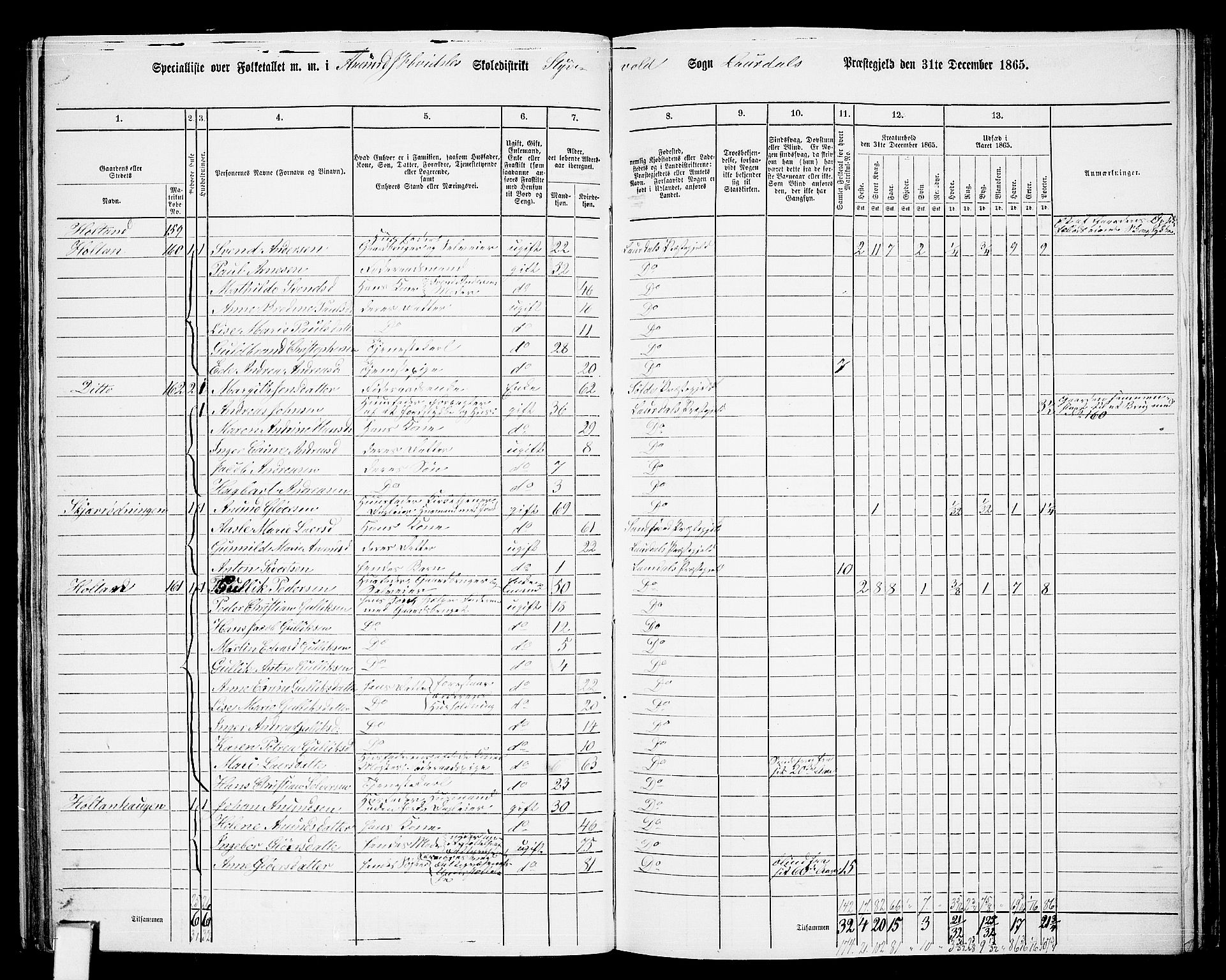 RA, 1865 census for Lardal, 1865, p. 69