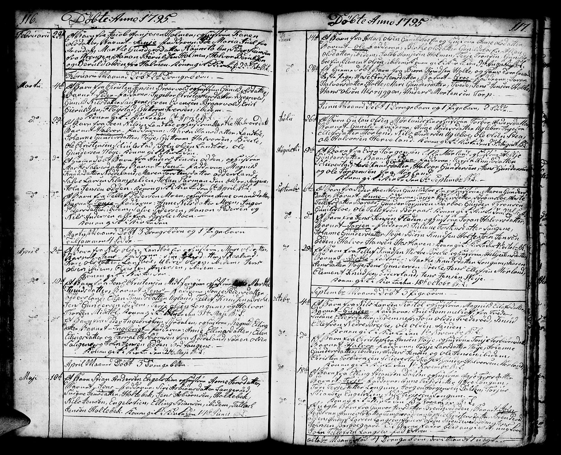 Austre Moland sokneprestkontor, AV/SAK-1111-0001/F/Fa/Faa/L0002: Parish register (official) no. A 2, 1747-1808, p. 116-117