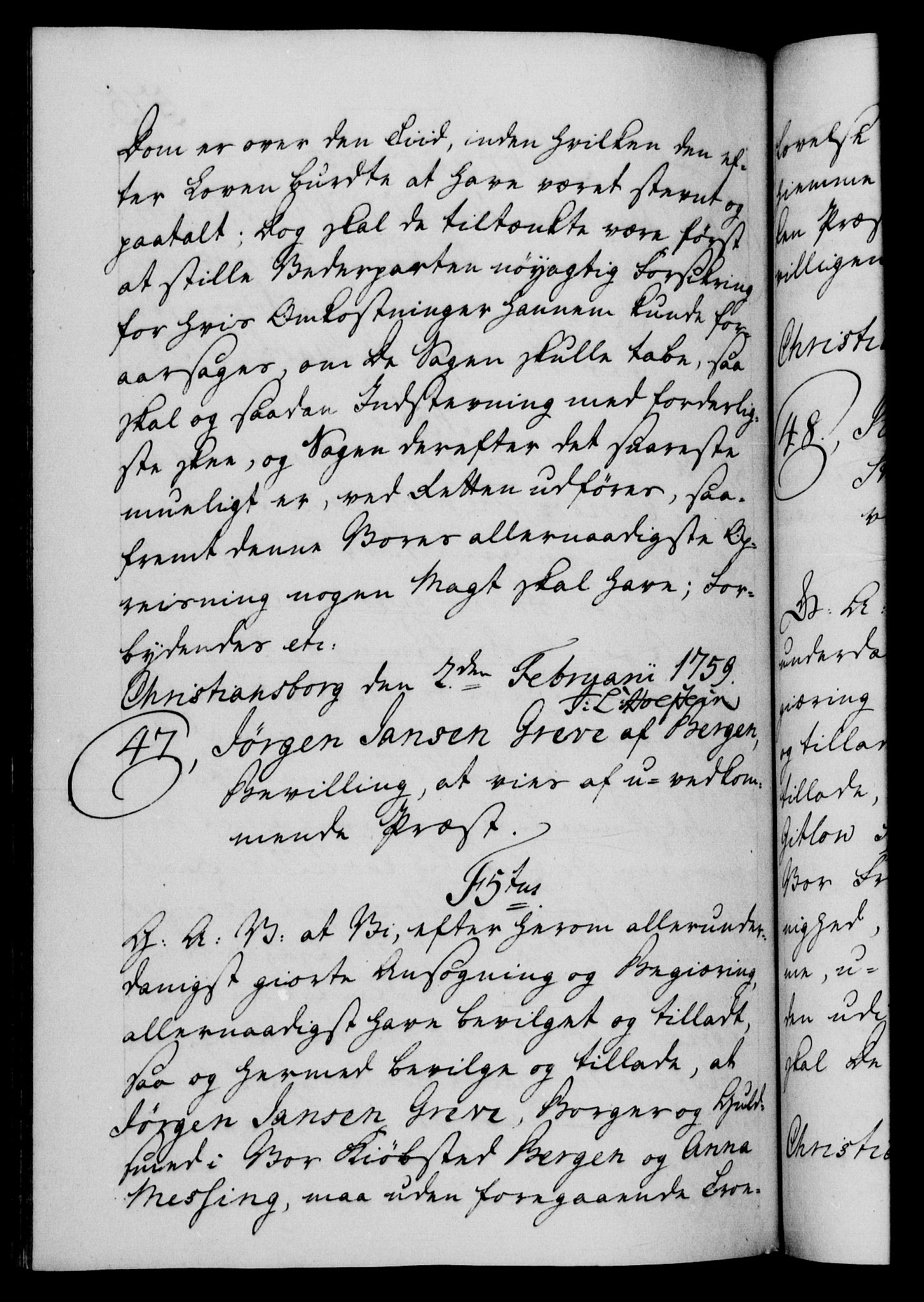 Danske Kanselli 1572-1799, RA/EA-3023/F/Fc/Fca/Fcaa/L0040: Norske registre, 1757-1759, p. 575b