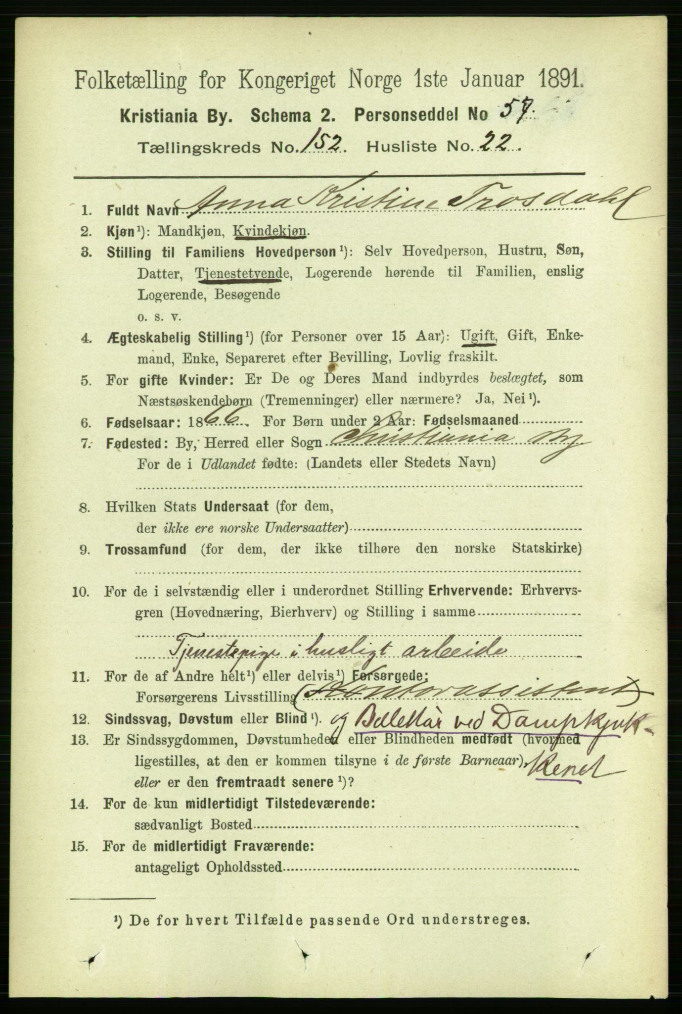 RA, 1891 census for 0301 Kristiania, 1891, p. 85899