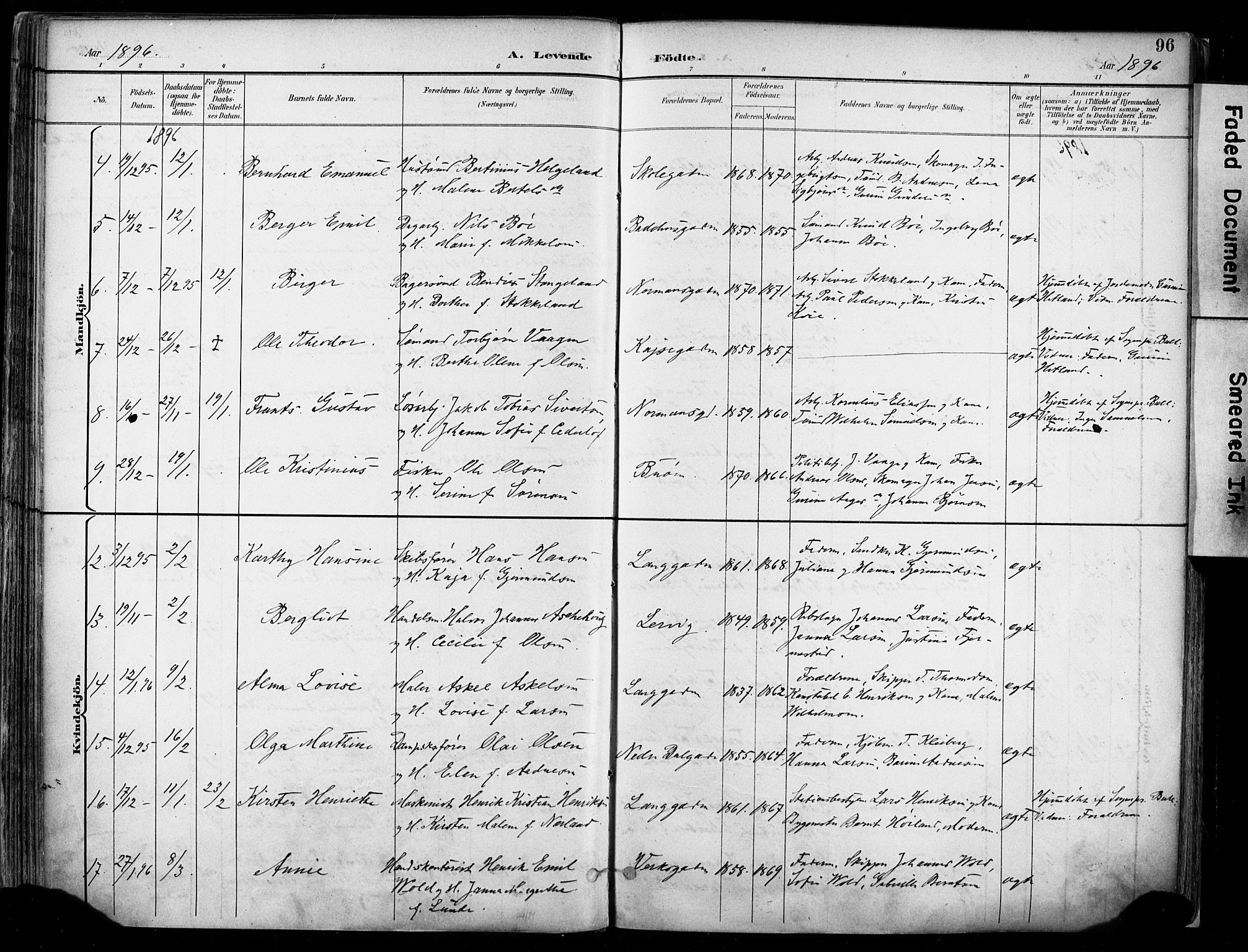 St. Johannes sokneprestkontor, AV/SAST-A-101814/001/30/30BA/L0004: Parish register (official) no. A 4, 1891-1899, p. 96