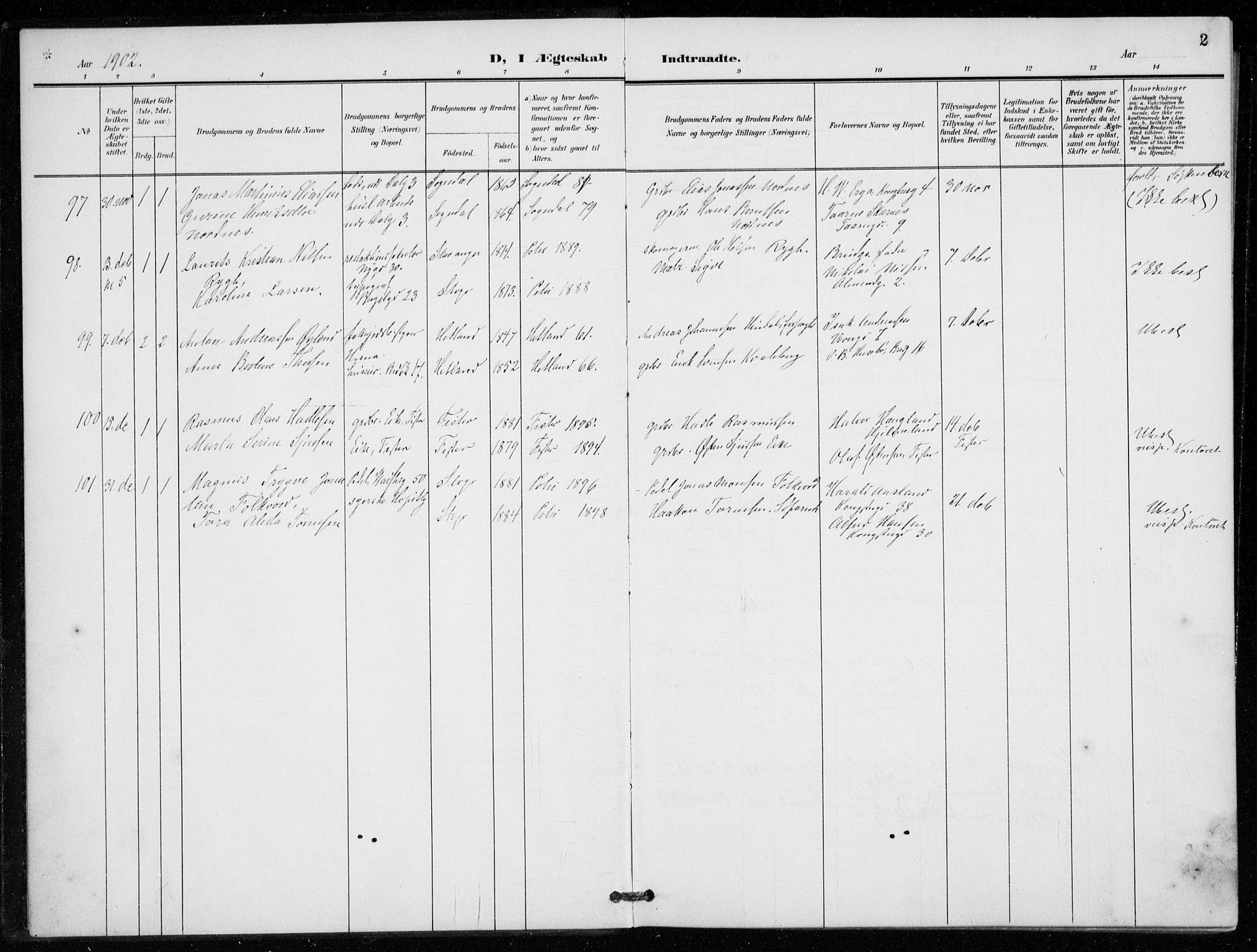 St. Petri sokneprestkontor, AV/SAST-A-101813/001/30/30BB/L0009: Parish register (copy) no. B 9, 1902-1935, p. 2