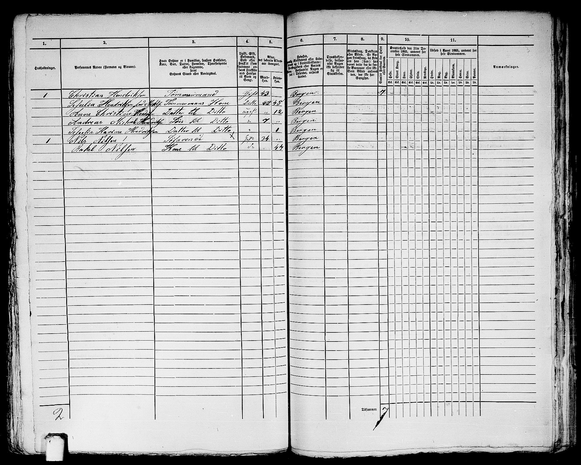 RA, 1865 census for Bergen, 1865, p. 959