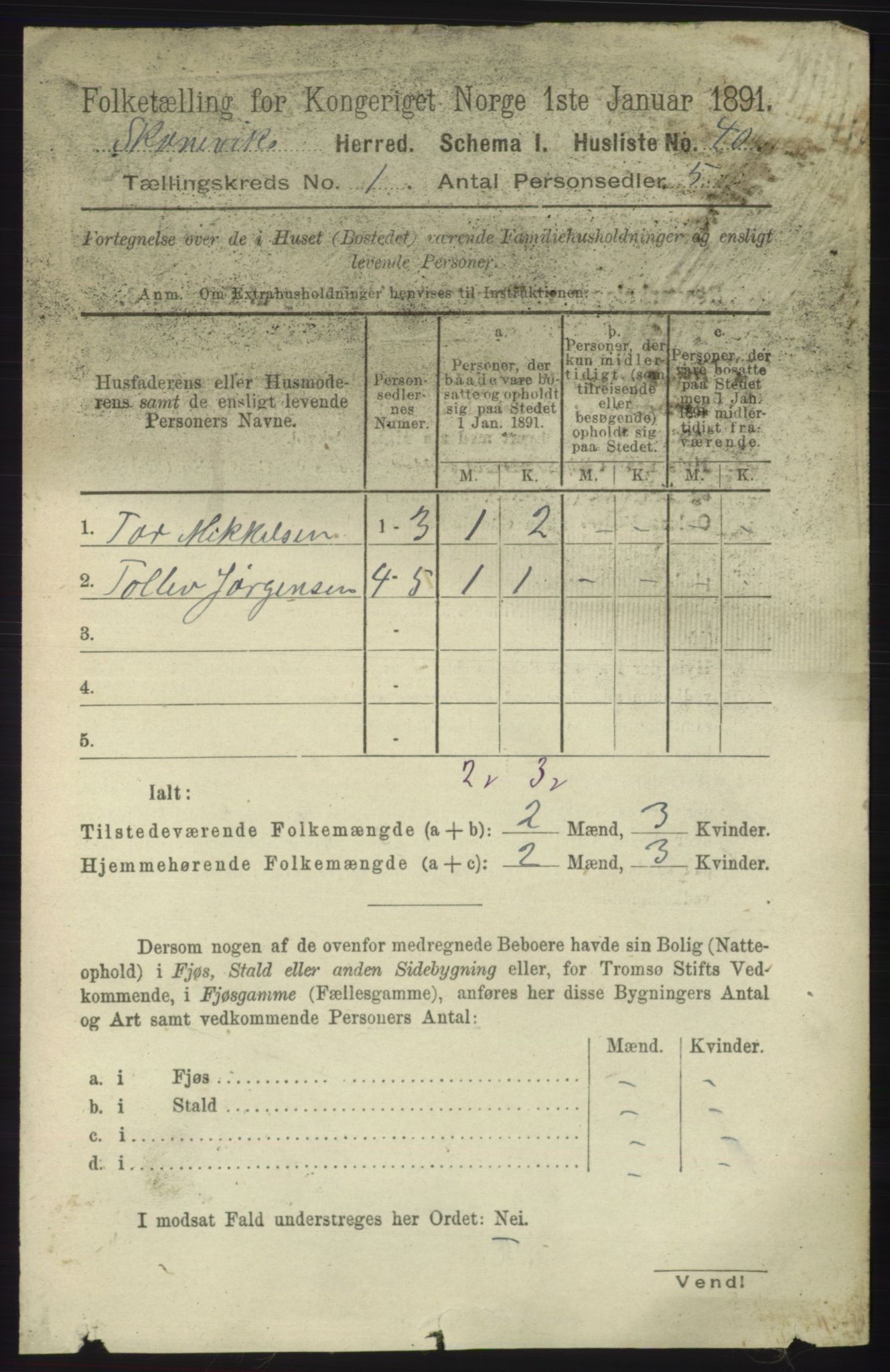 RA, 1891 census for 1212 Skånevik, 1891, p. 71