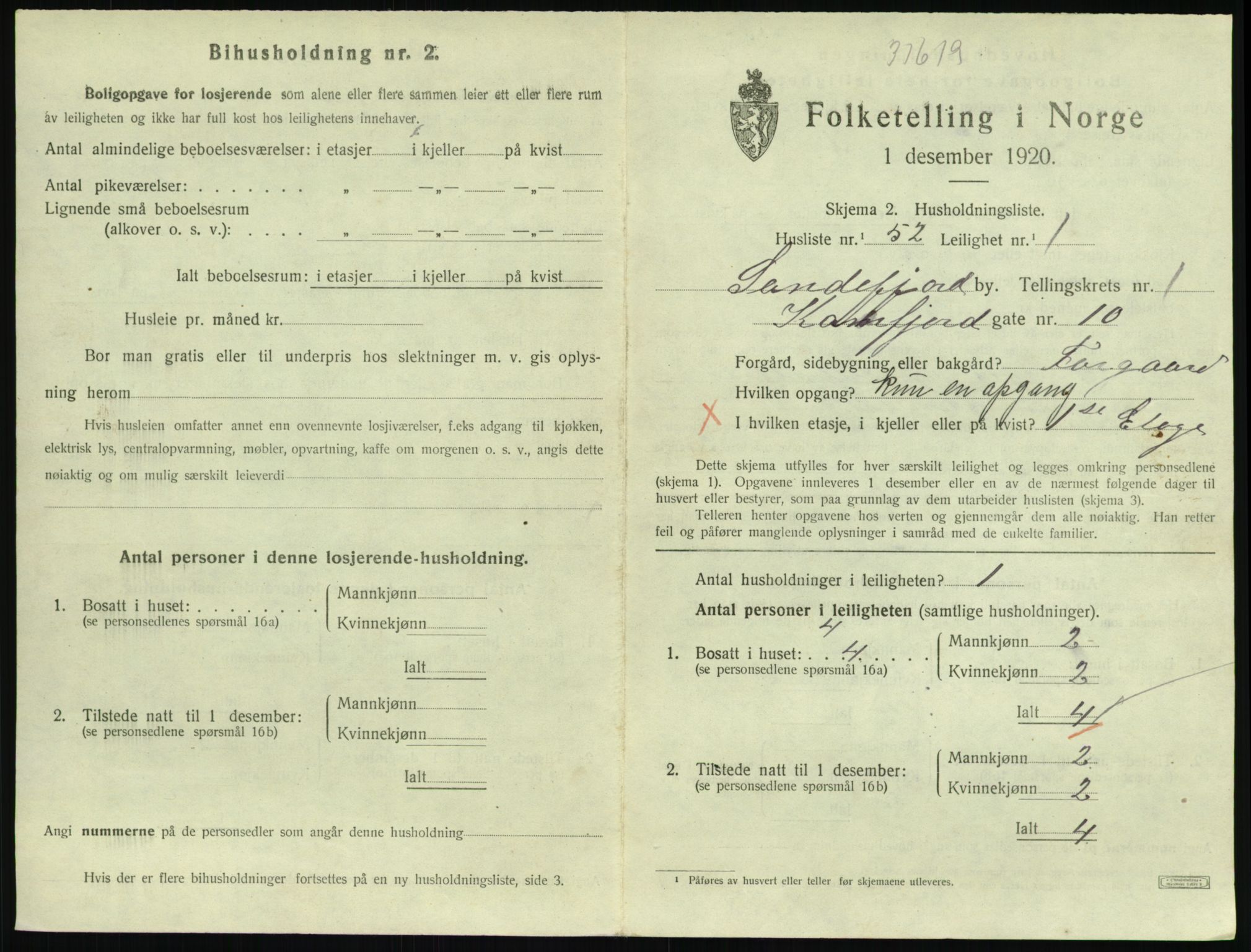 SAKO, 1920 census for Sandefjord, 1920, p. 1464