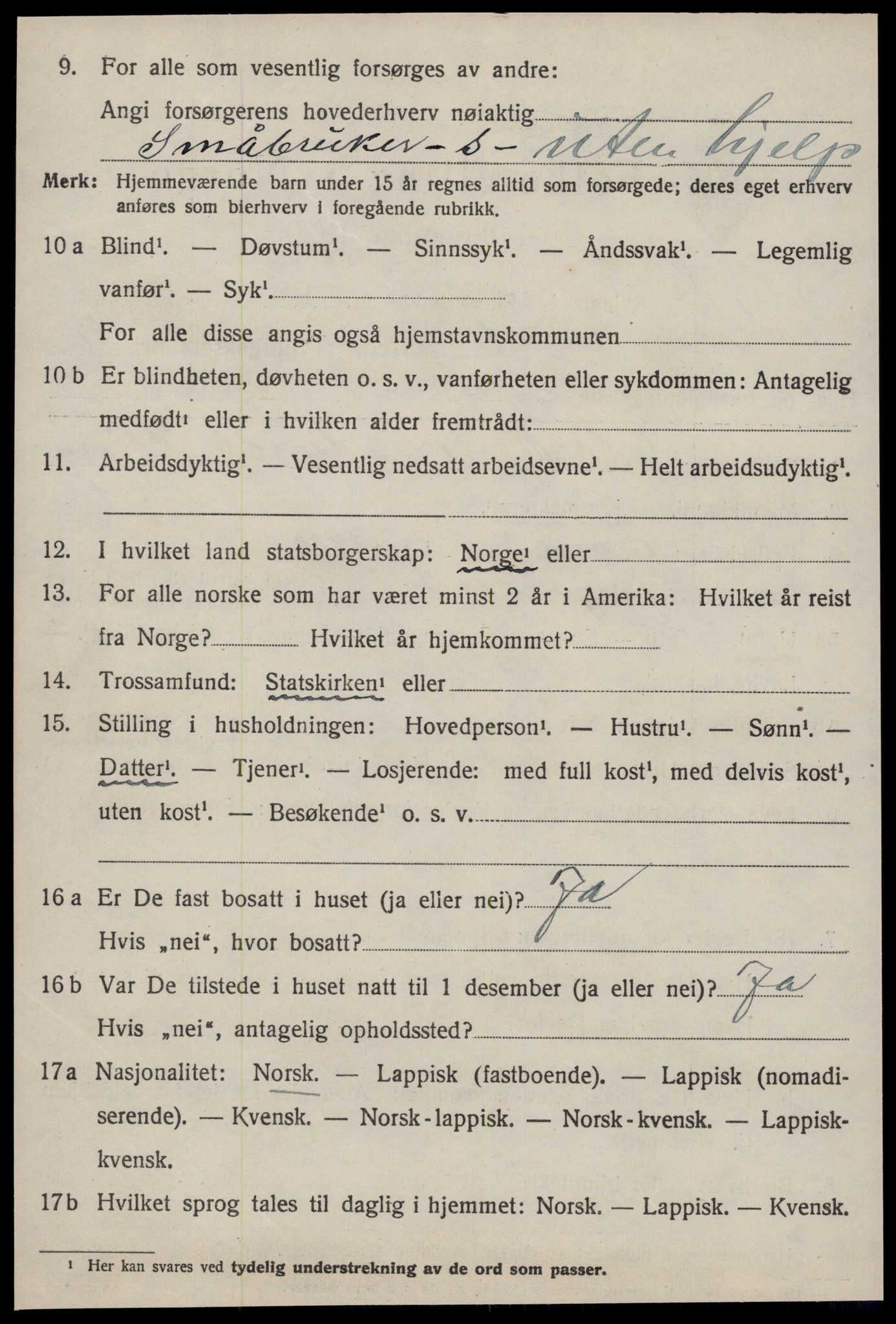 SAT, 1920 census for Byneset, 1920, p. 1623