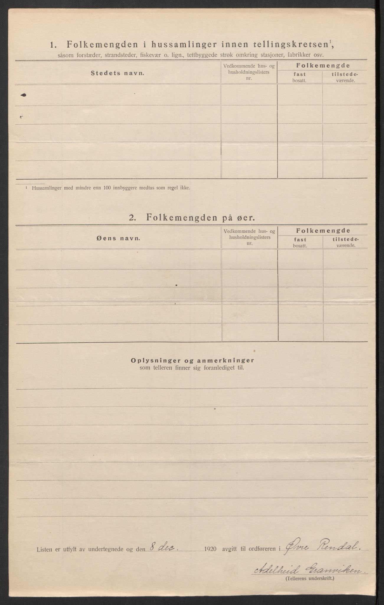 SAH, 1920 census for Øvre Rendal, 1920, p. 23