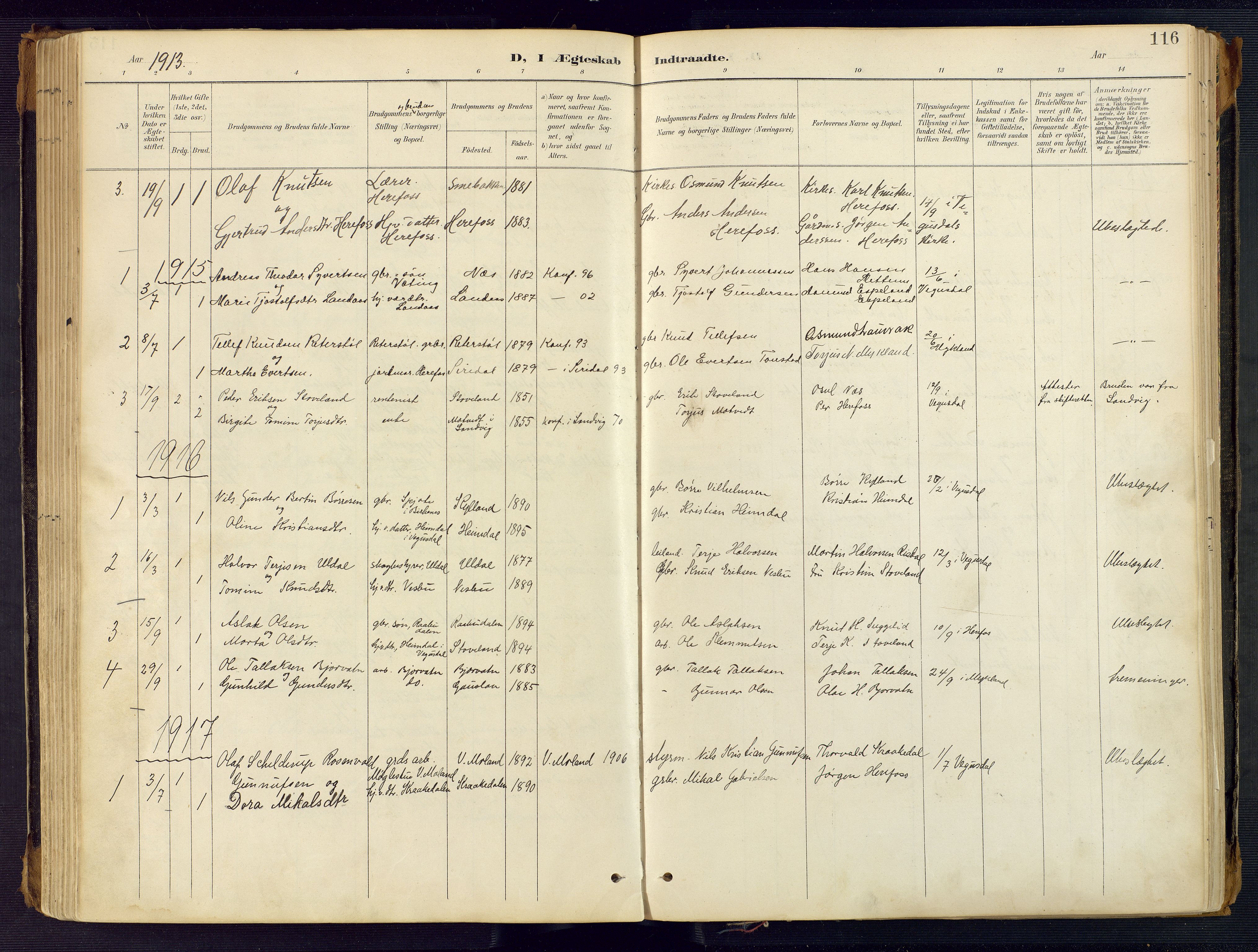 Herefoss sokneprestkontor, AV/SAK-1111-0019/F/Fa/Faa/L0003: Parish register (official) no. A 3, 1887-1930, p. 116