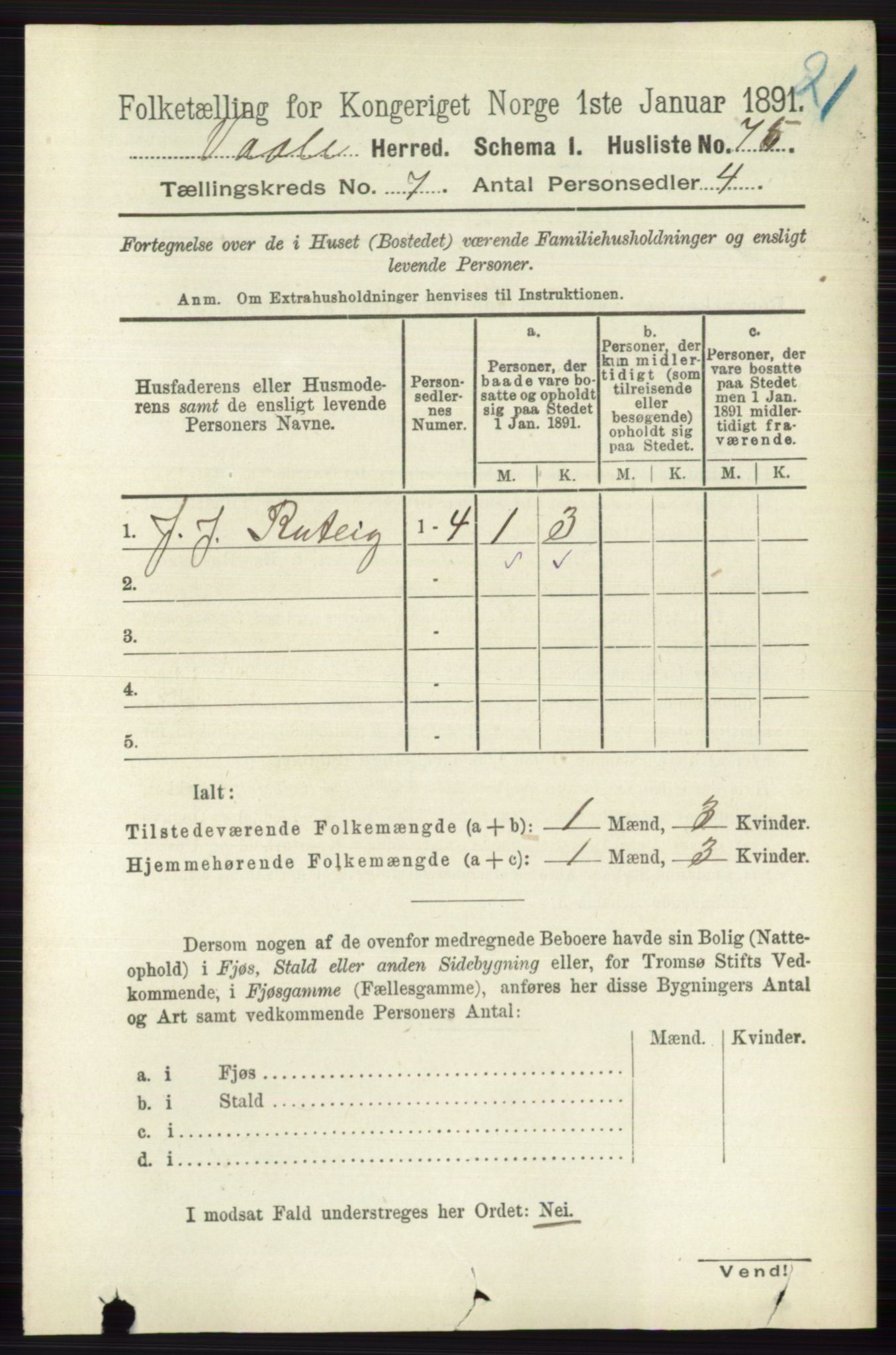 RA, 1891 census for 0716 Våle, 1891, p. 2380