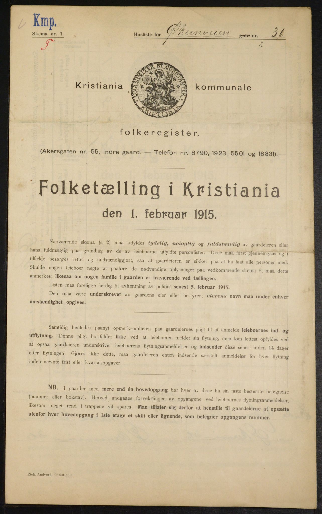 OBA, Municipal Census 1915 for Kristiania, 1915, p. 129483