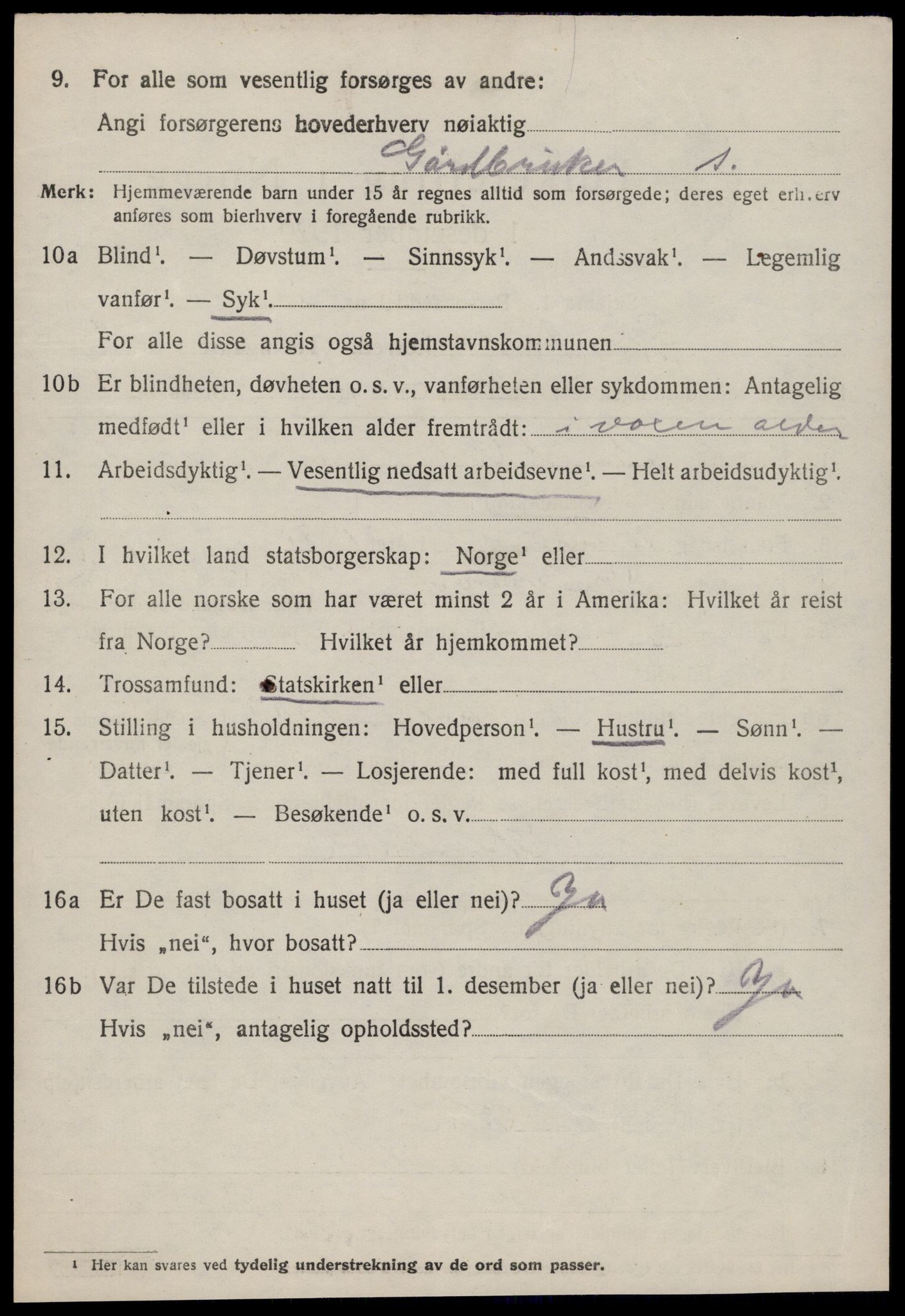SAT, 1920 census for Hustad, 1920, p. 1540