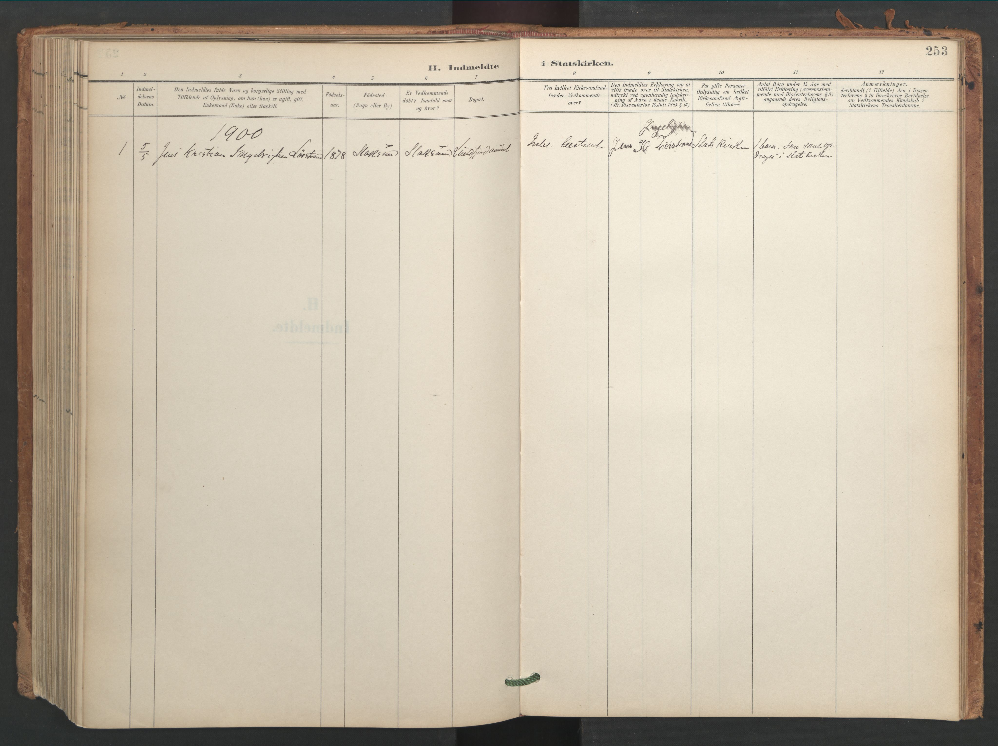 Ministerialprotokoller, klokkerbøker og fødselsregistre - Sør-Trøndelag, SAT/A-1456/656/L0693: Parish register (official) no. 656A02, 1894-1913, p. 253