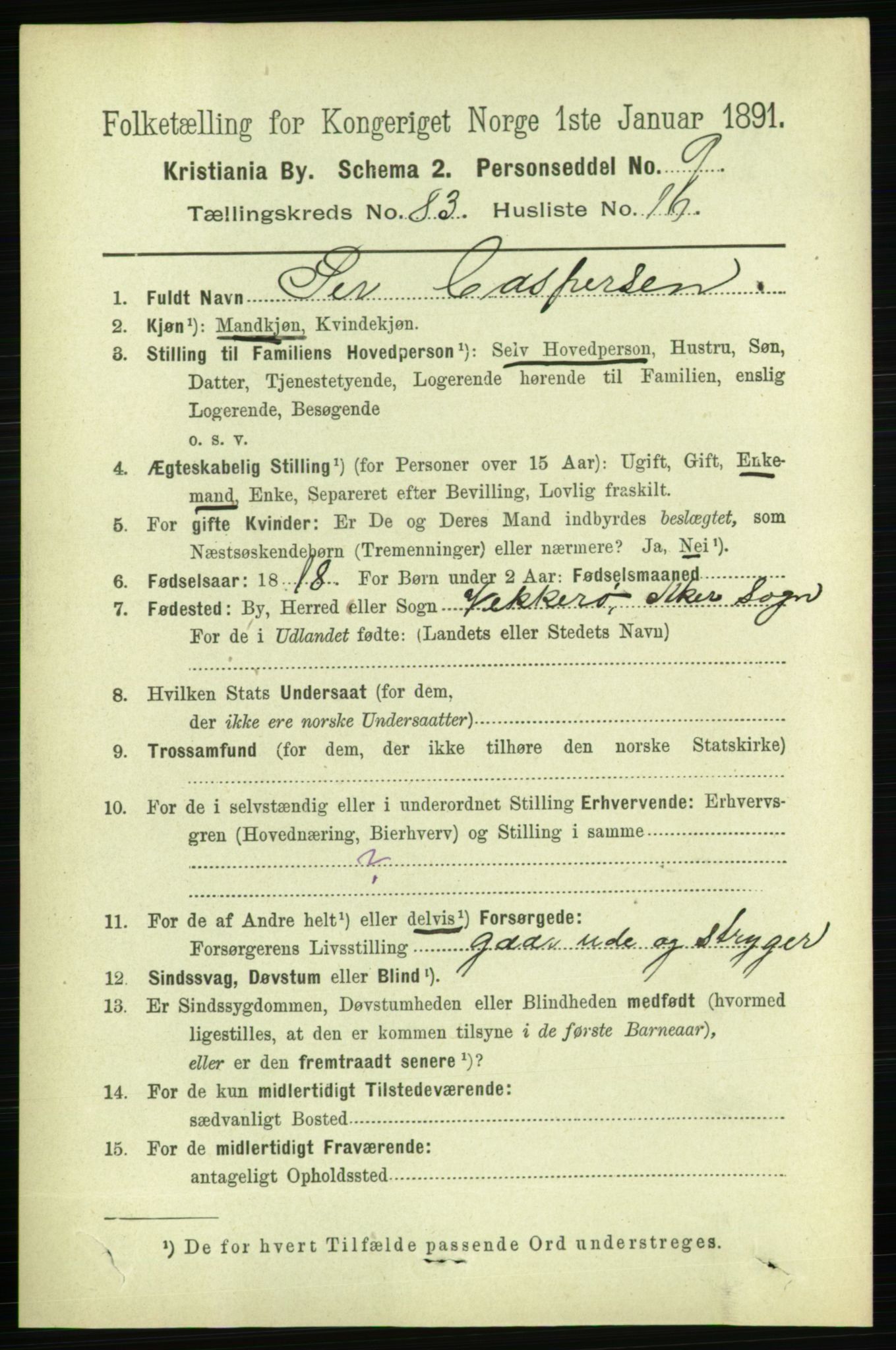 RA, 1891 census for 0301 Kristiania, 1891, p. 42435