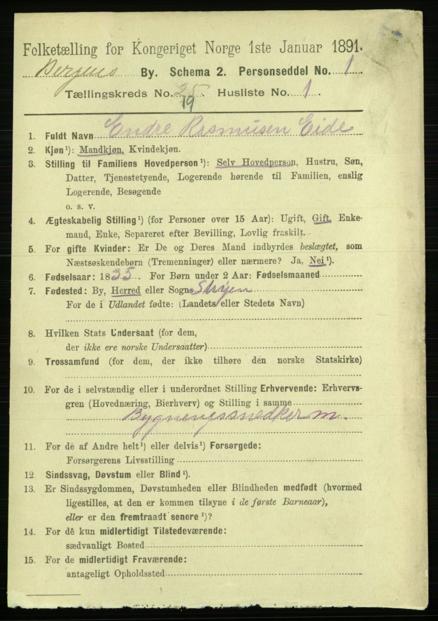 RA, 1891 Census for 1301 Bergen, 1891, p. 27022